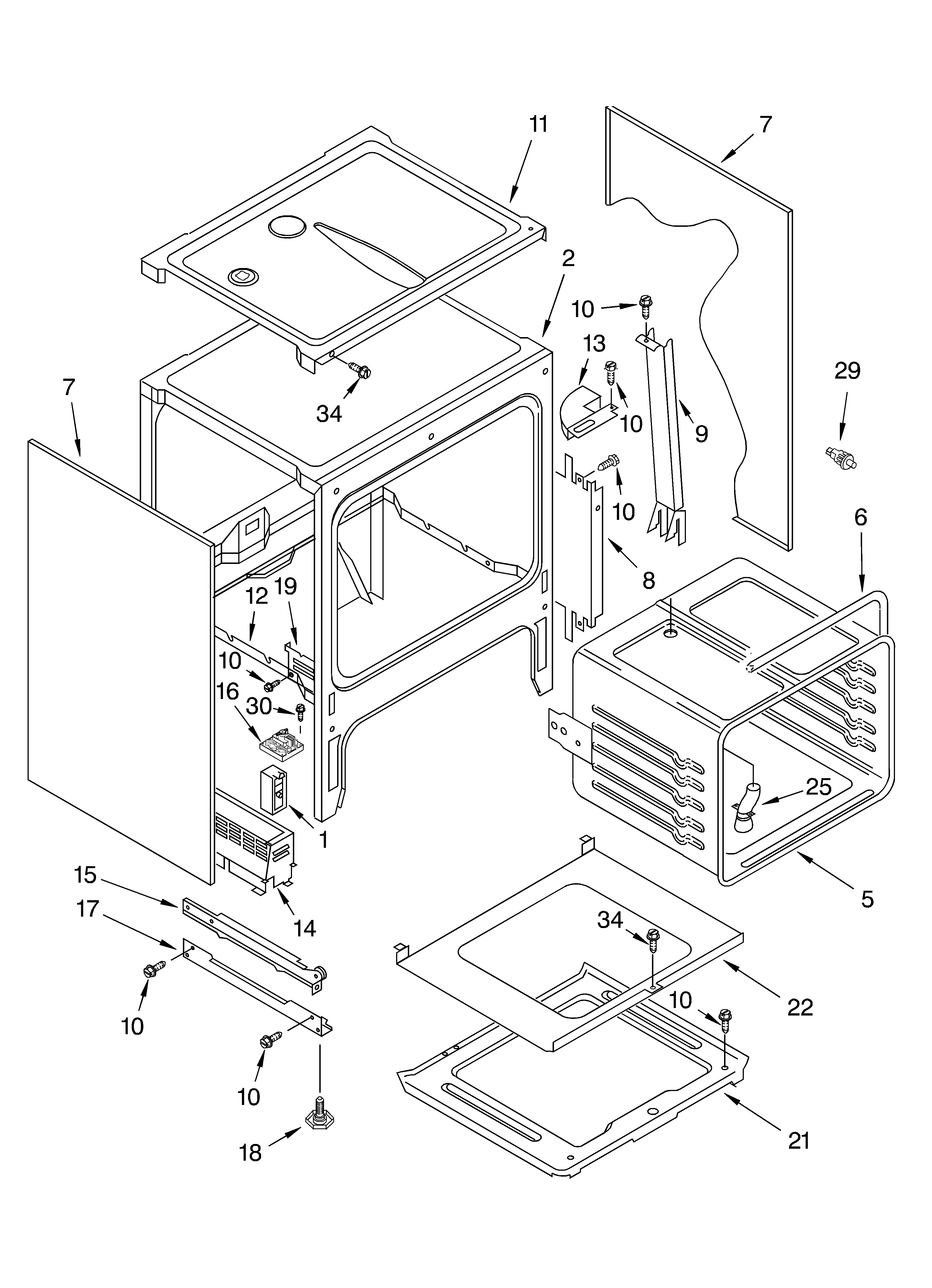 KitchenAid KGST307HBL8 oven chassis diagram