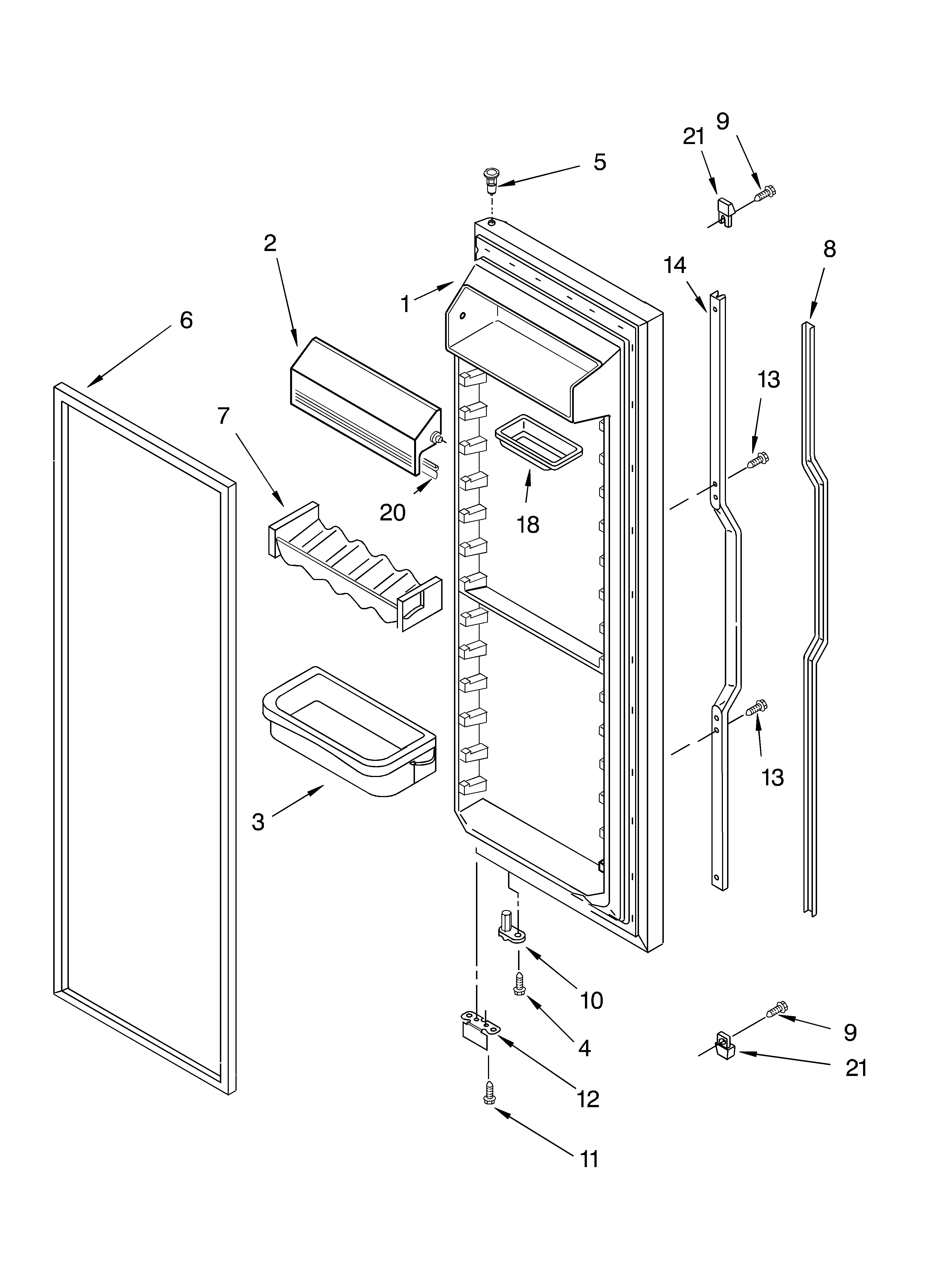 KitchenAid KSRG27FKBT03 refrigerator door diagram