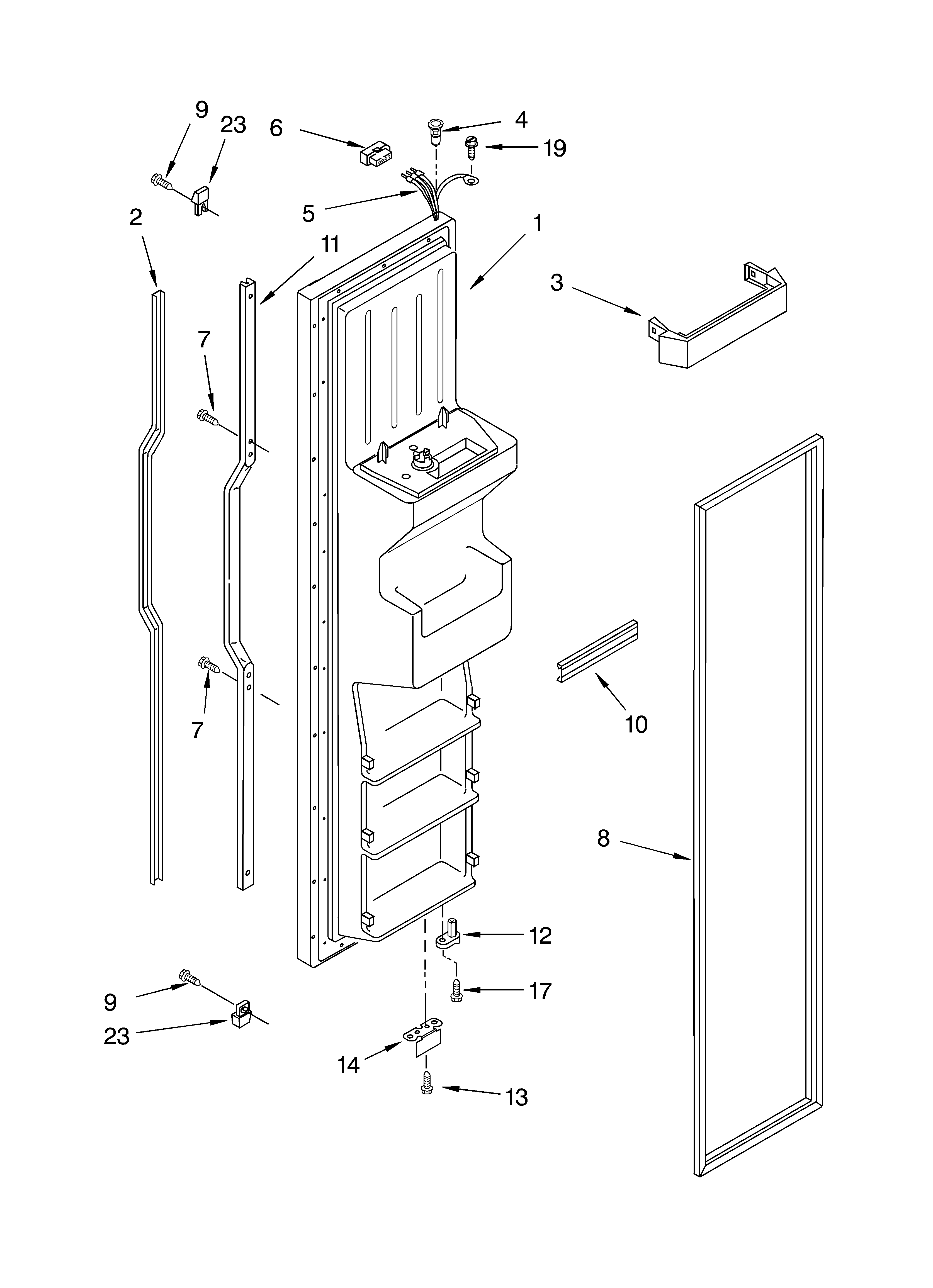 KitchenAid KSRG27FKBT03 freezer door diagram