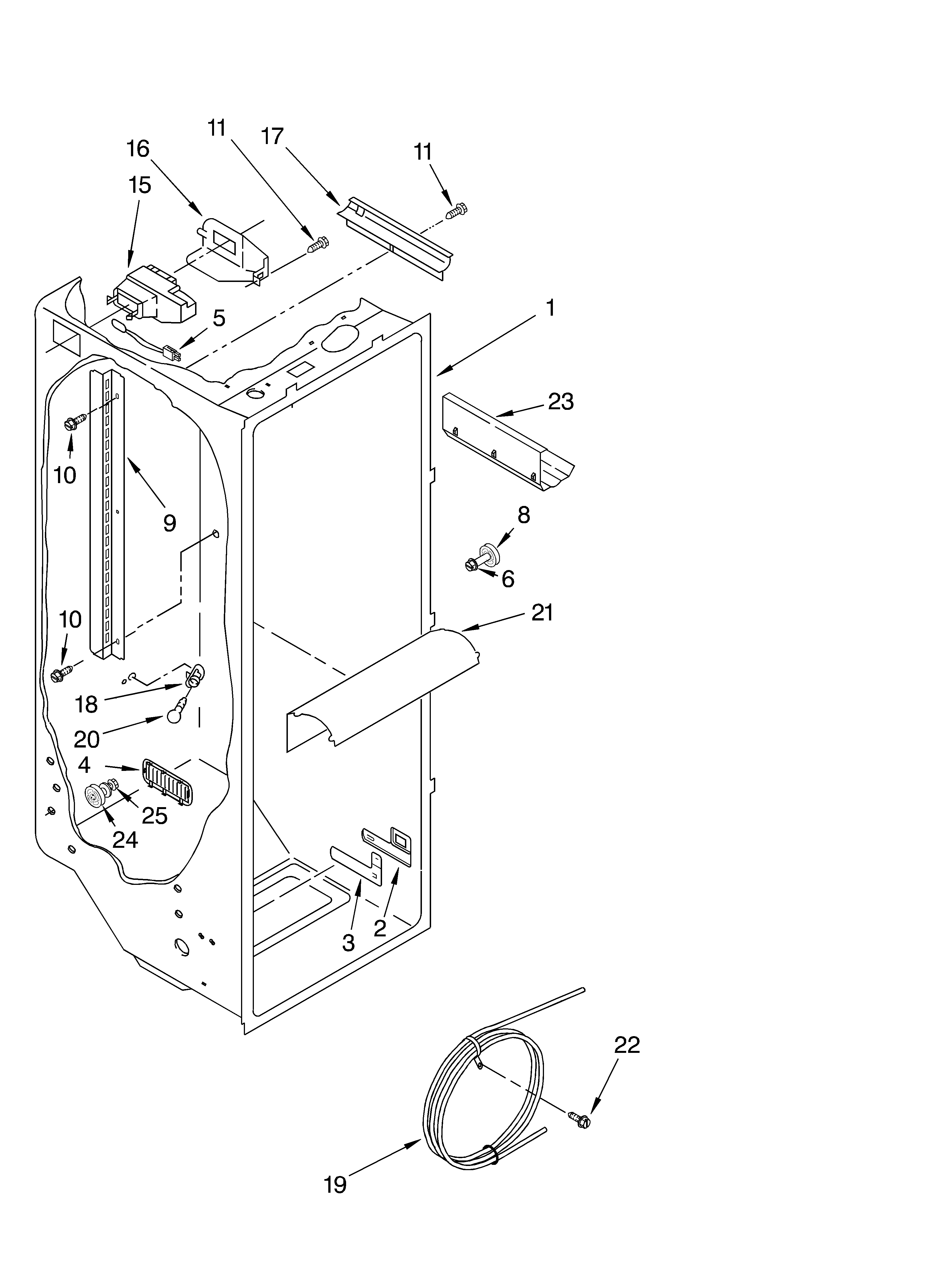 KitchenAid KSRS27ILBL01 refrigerator liner diagram