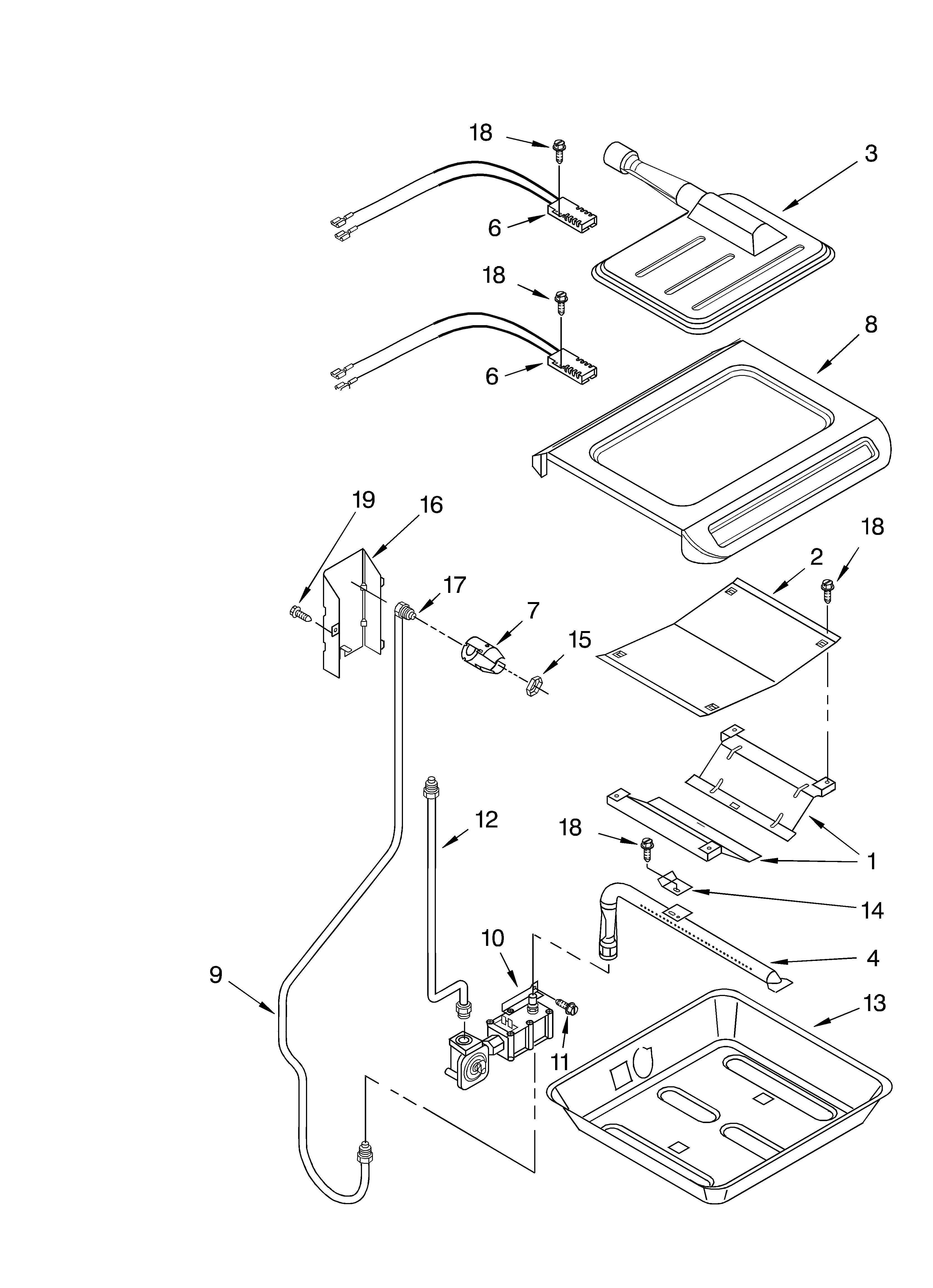 KitchenAid KGRT607HBS8 broiler and oven burner diagram