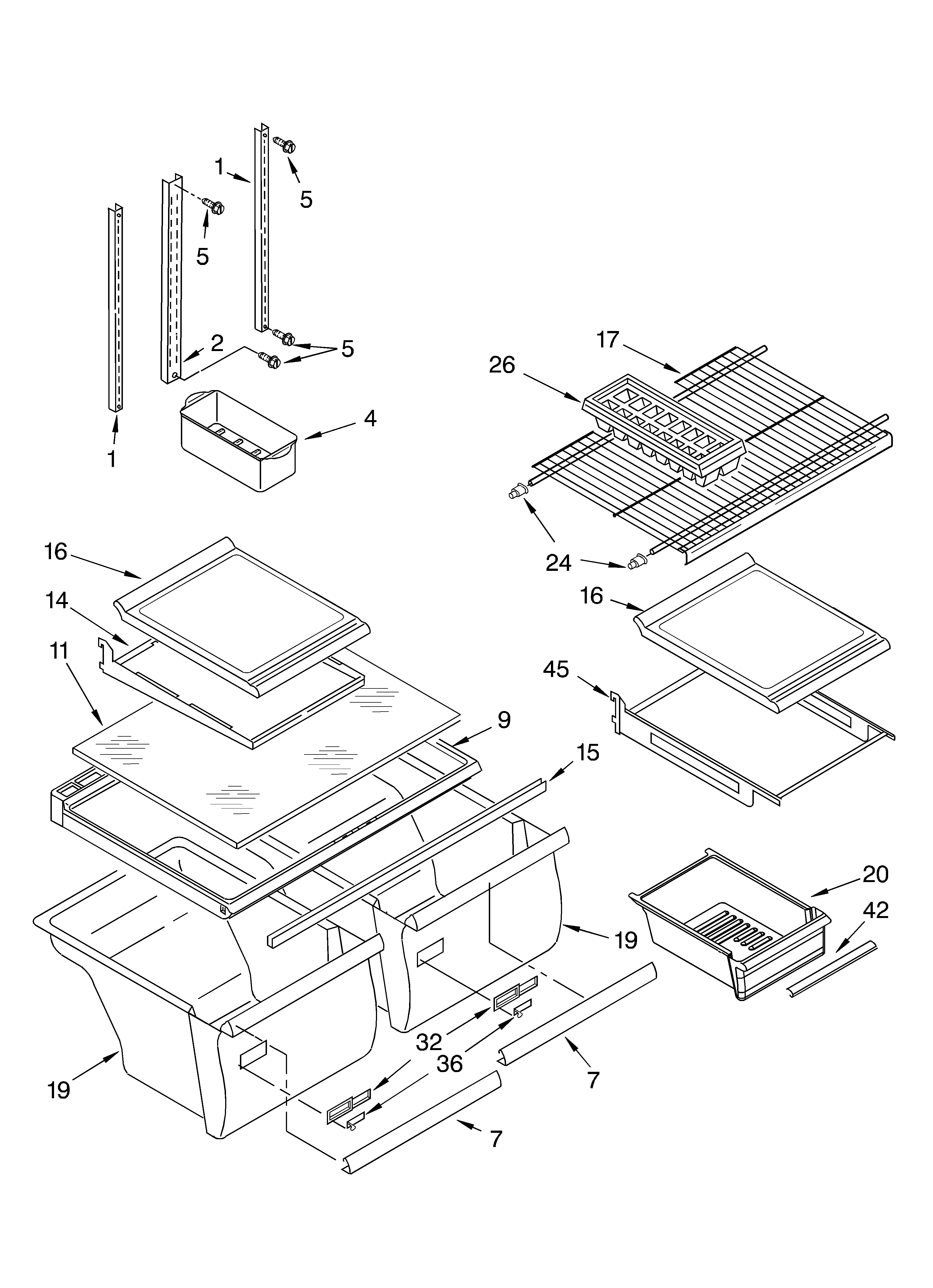KitchenAid KTRP21KLBT01 shelf diagram