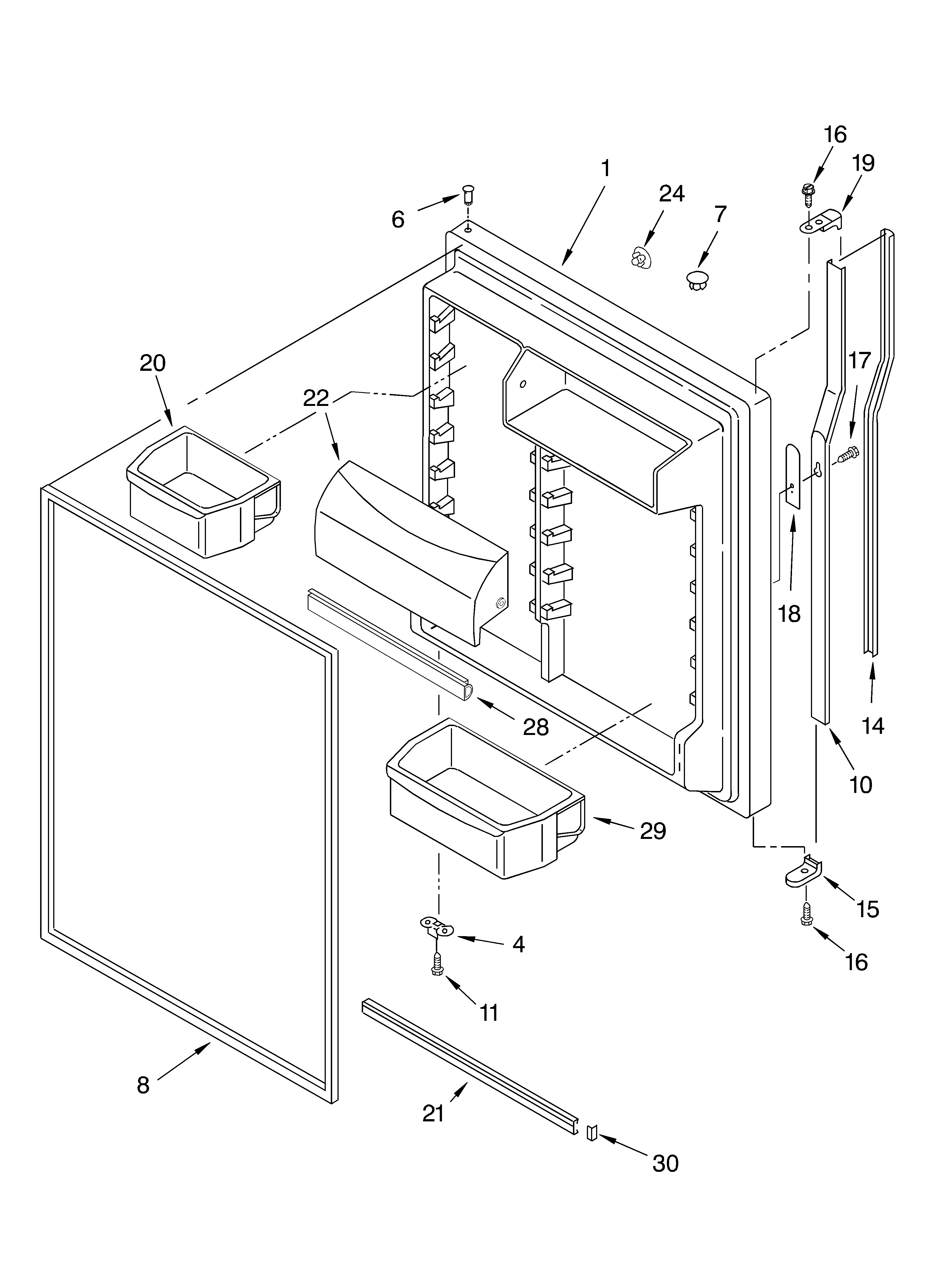 KitchenAid KTRP21KLBT01 refrigerator door diagram