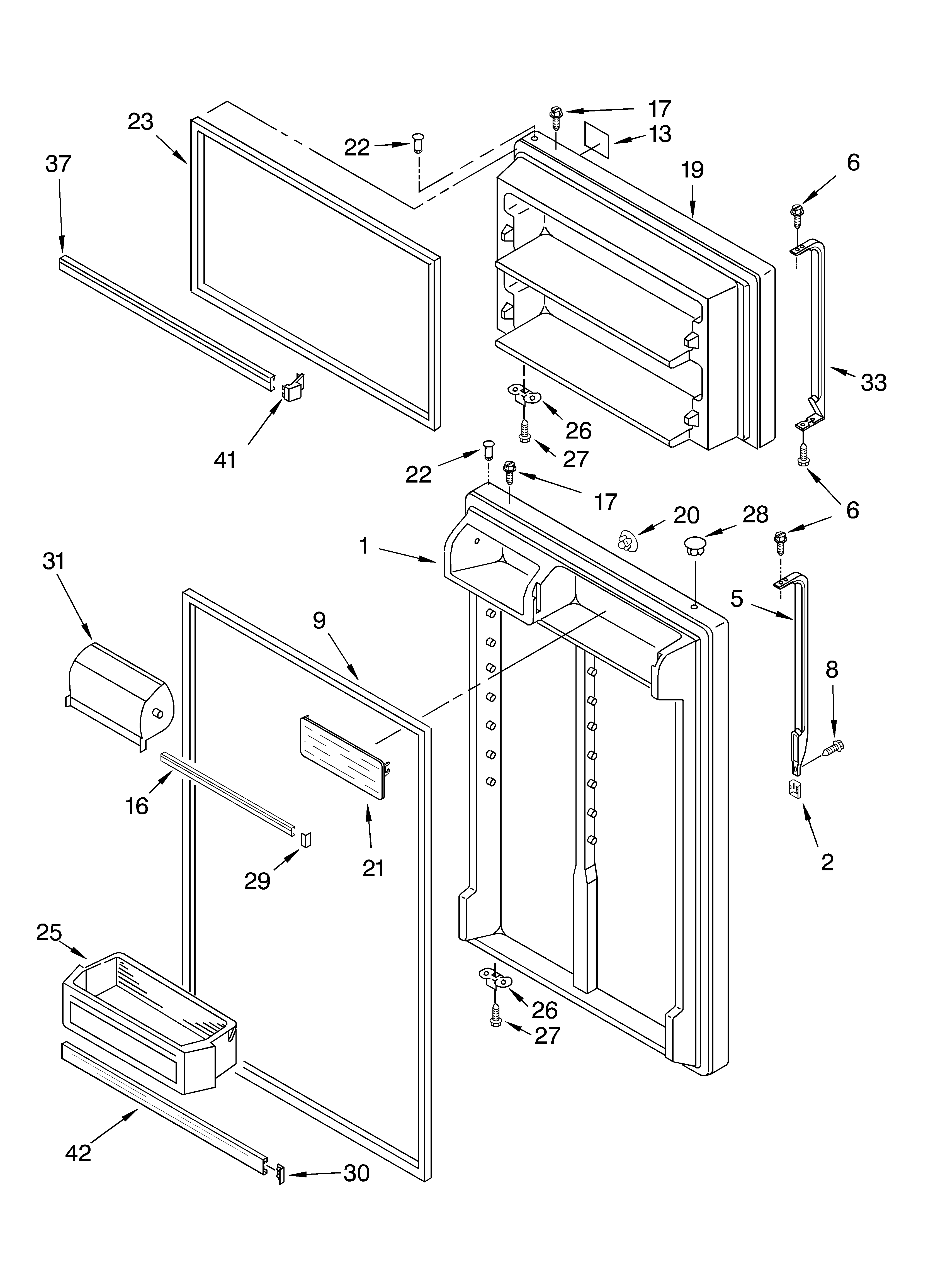 Whirlpool ET1NHMXKT02 door diagram