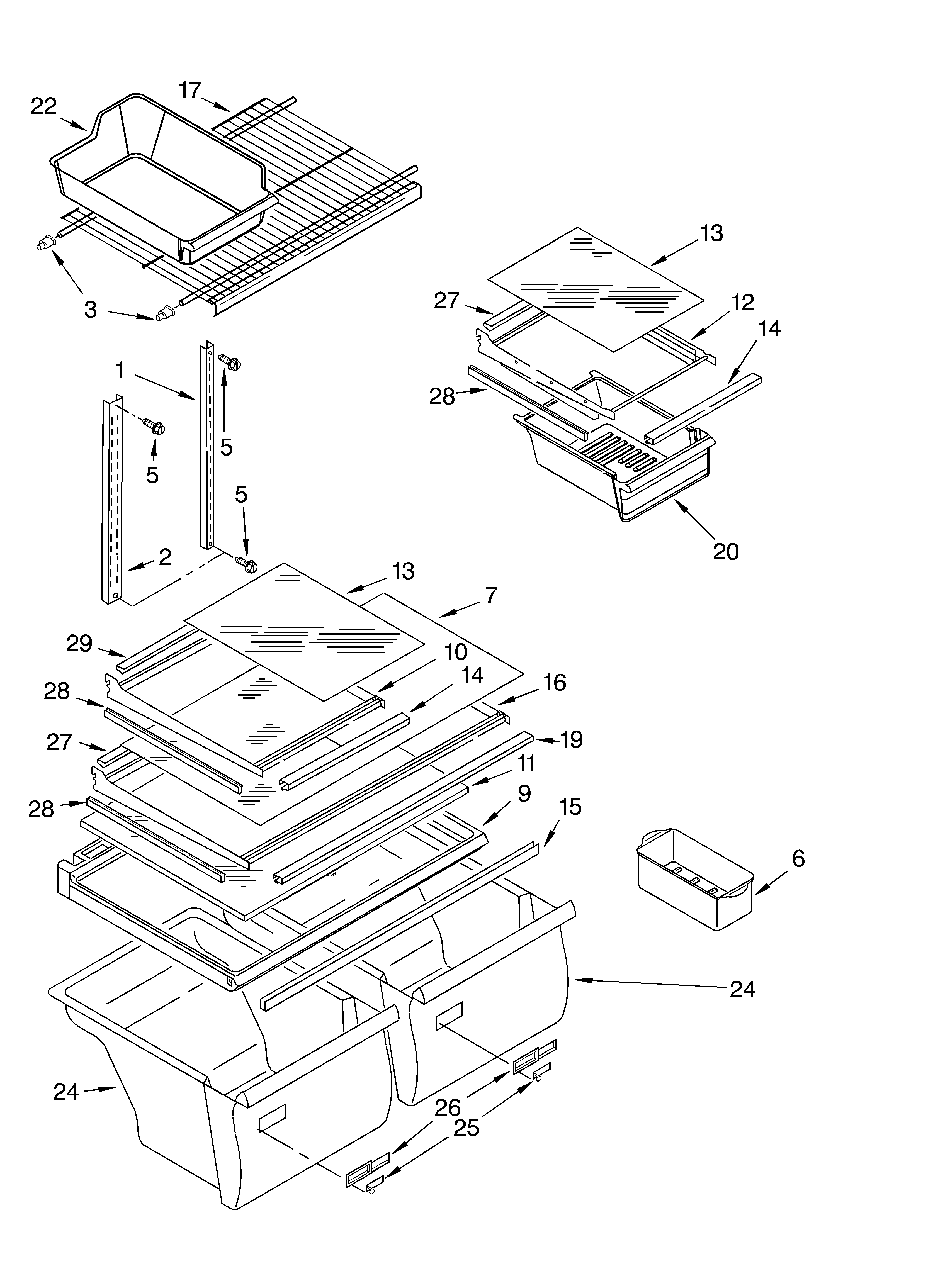 Whirlpool ET1NHMXKT02 shelf diagram