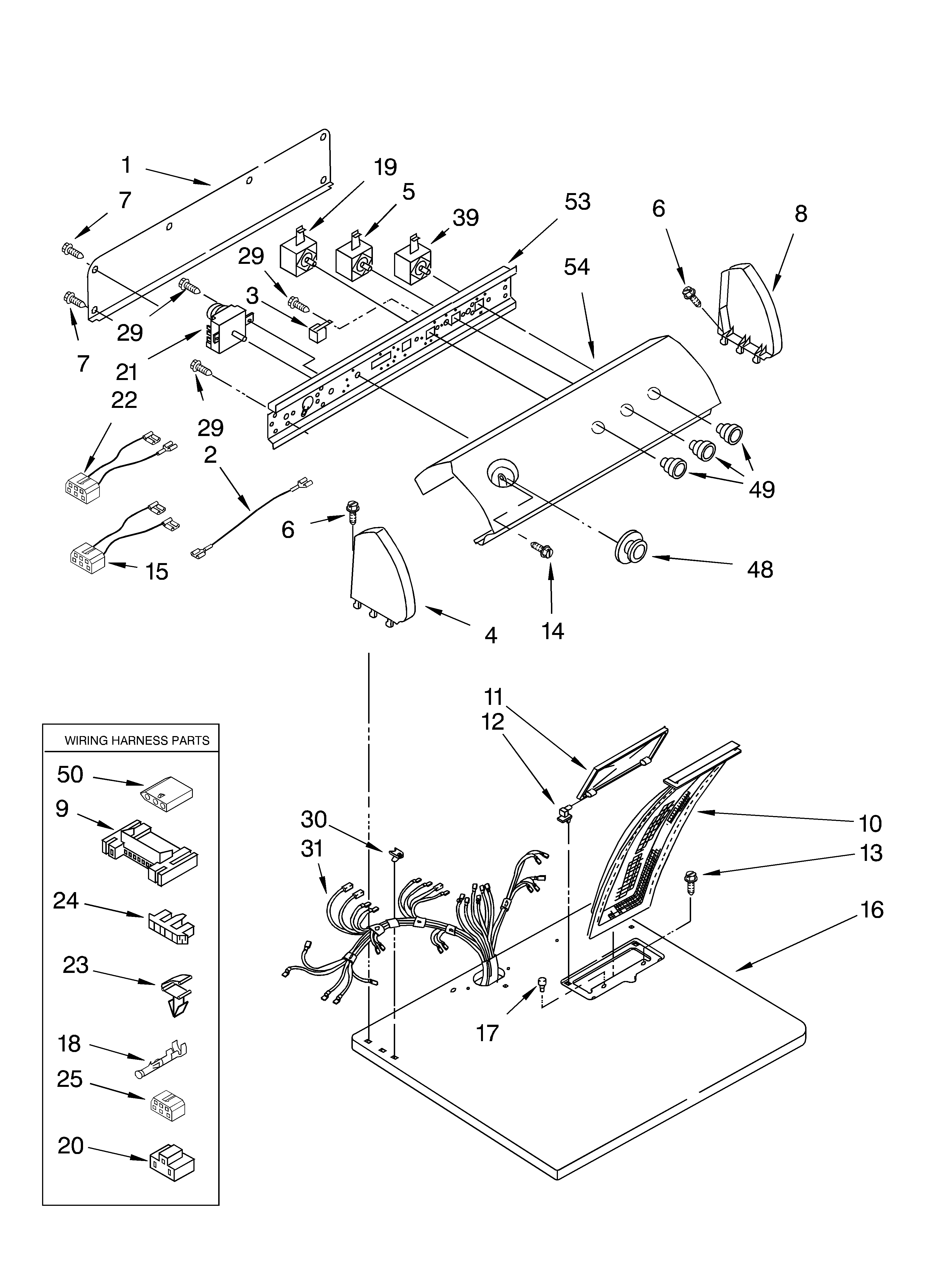 Whirlpool LER6611LQ0 top and console diagram