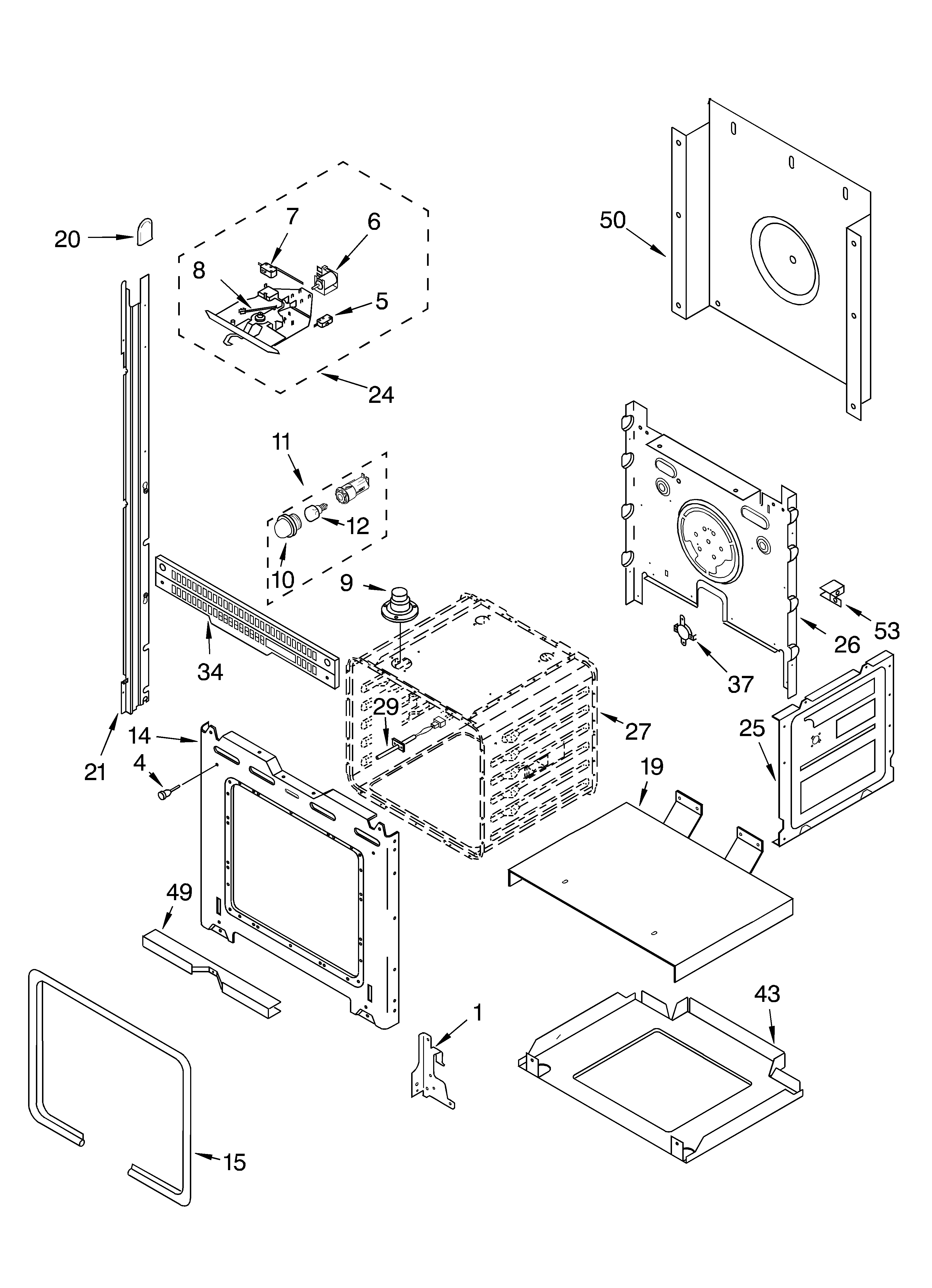 Whirlpool RBD275PDQ12 upper oven diagram