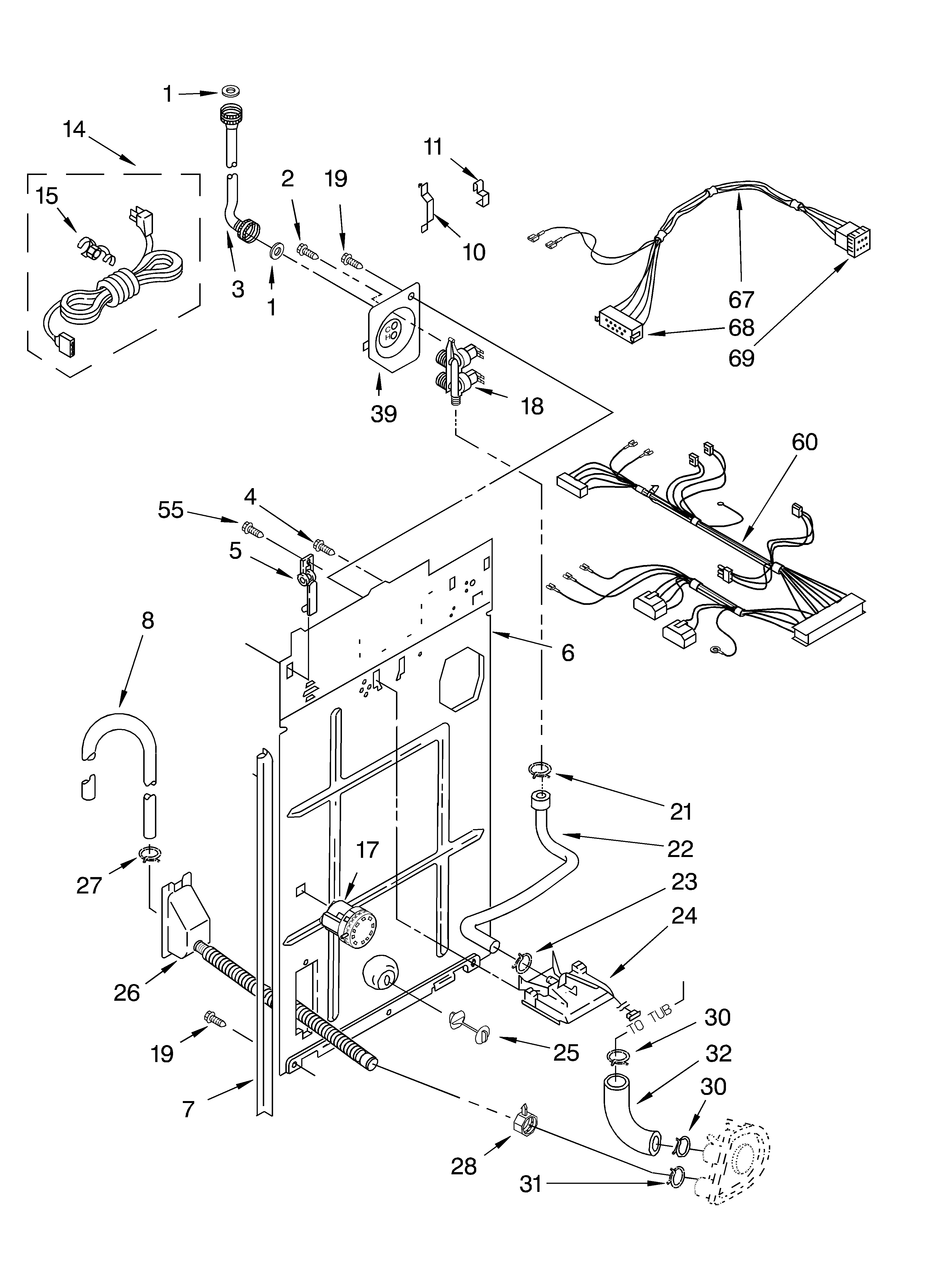 Whirlpool CAM2762KQ0 rear panel diagram
