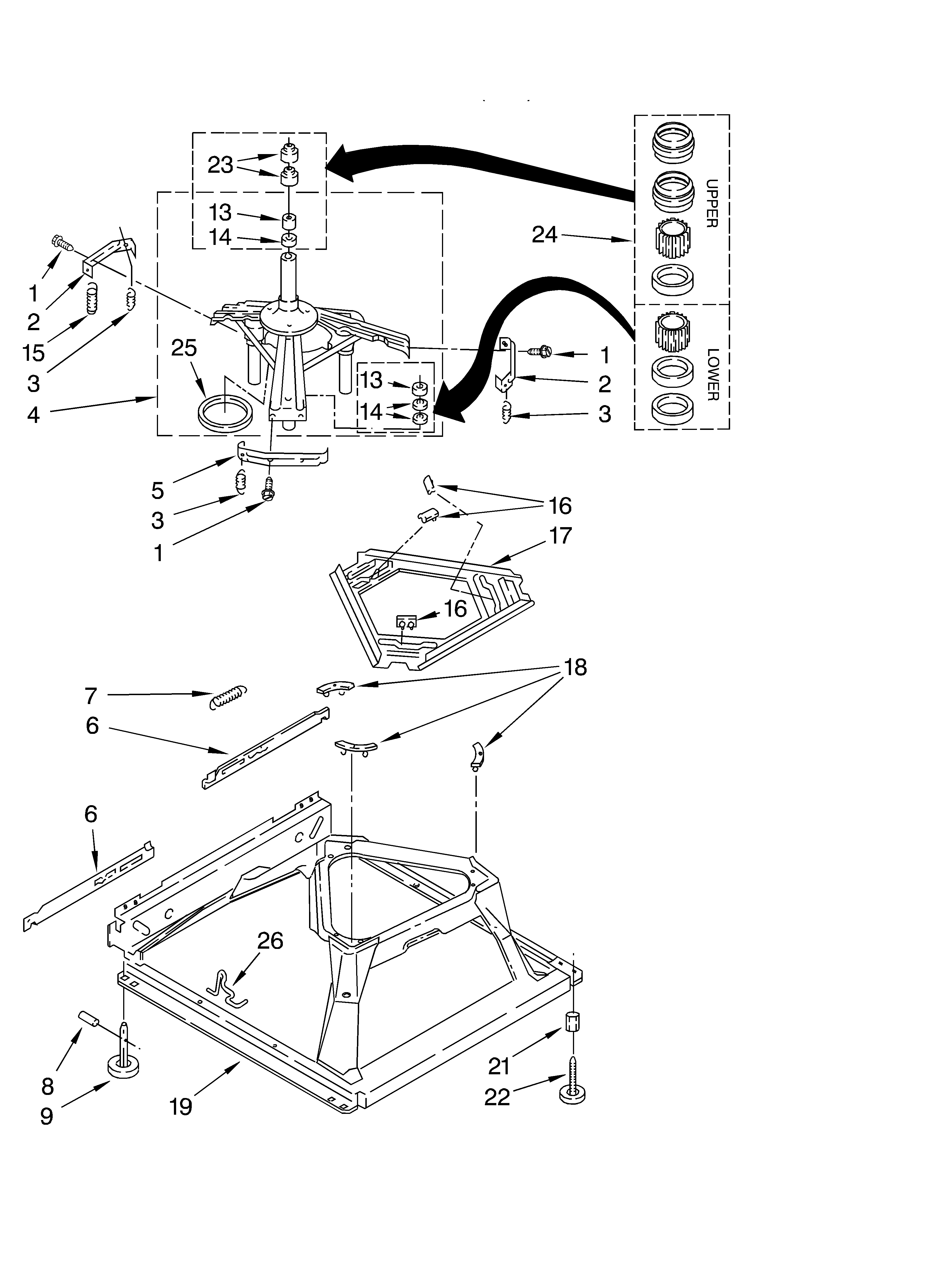 Whirlpool CAM2762KQ0 machine base diagram