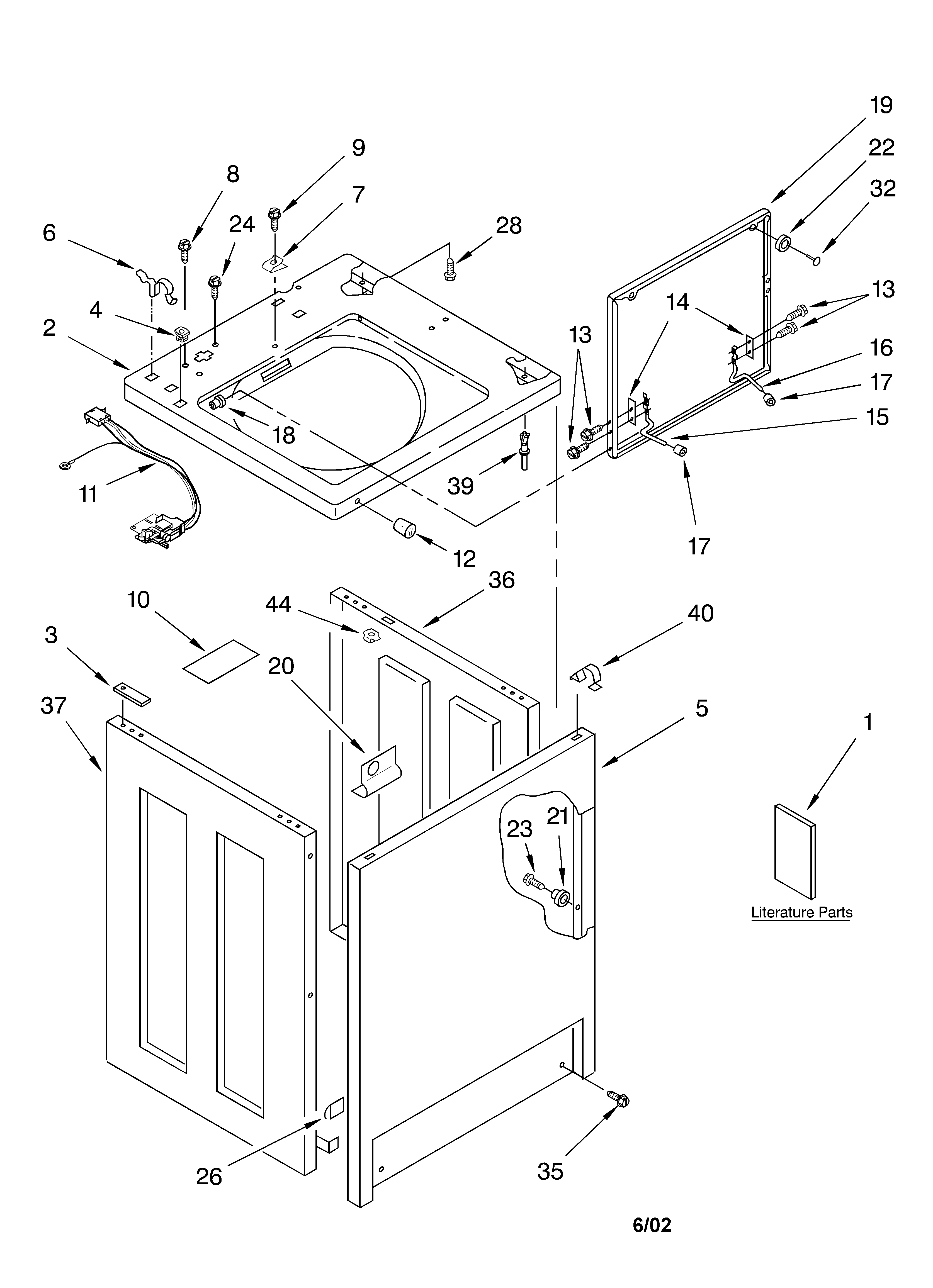 Whirlpool CAP2761KQ0 top and cabinet/literature diagram