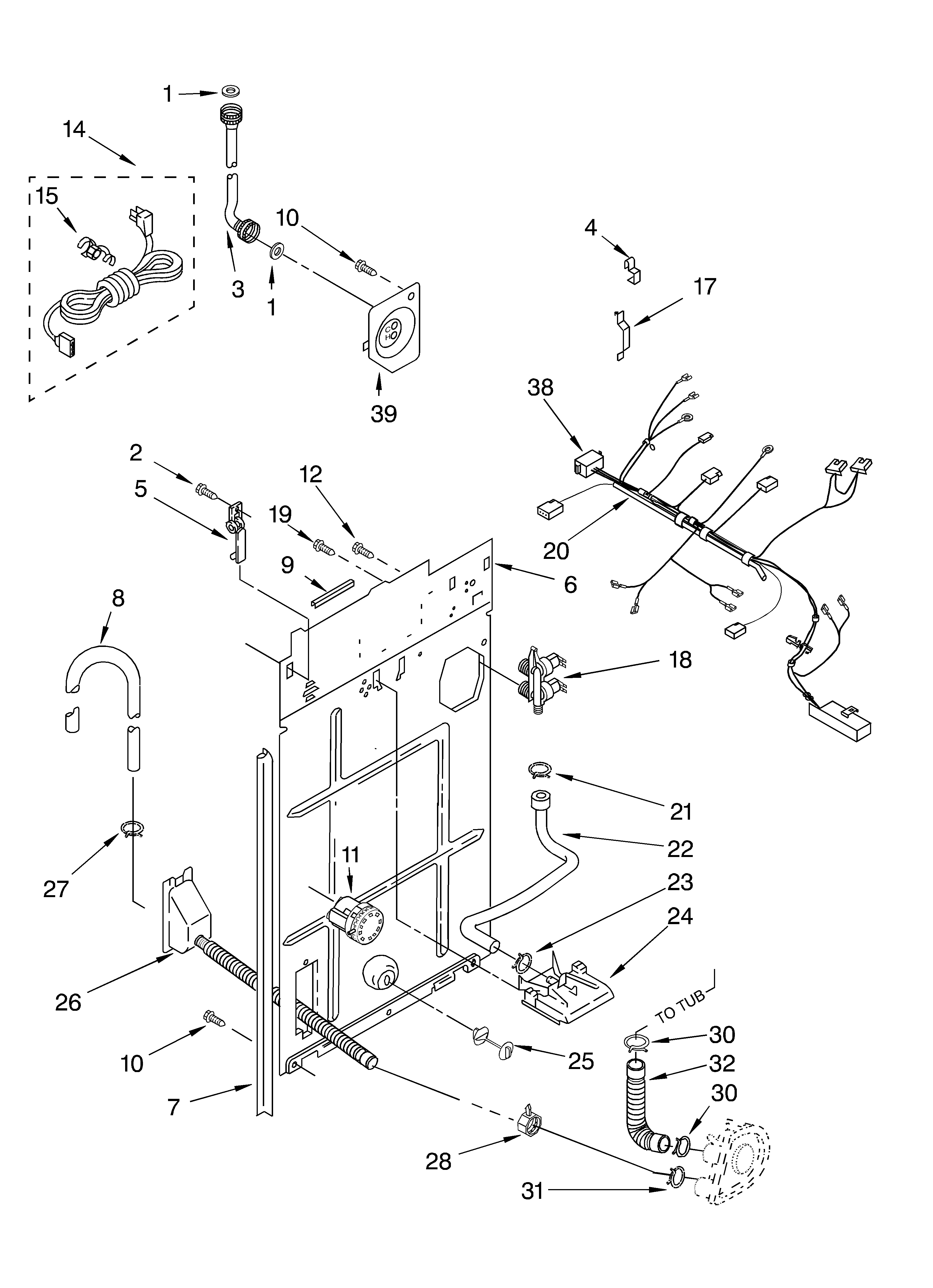 Whirlpool CAP2761KQ0 rear panel diagram