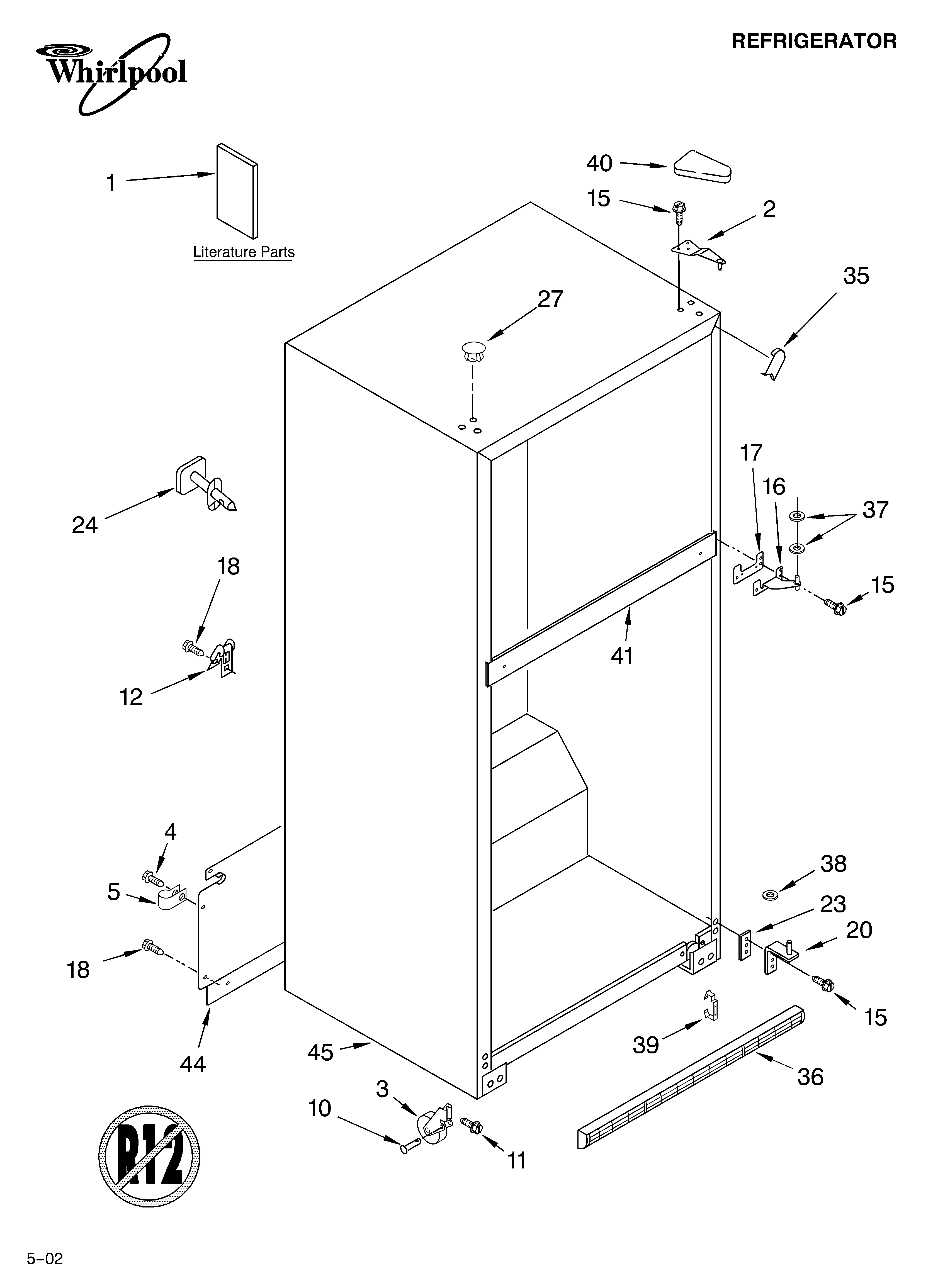 Whirlpool ET1WTKXKQ07 cabinet/literature diagram