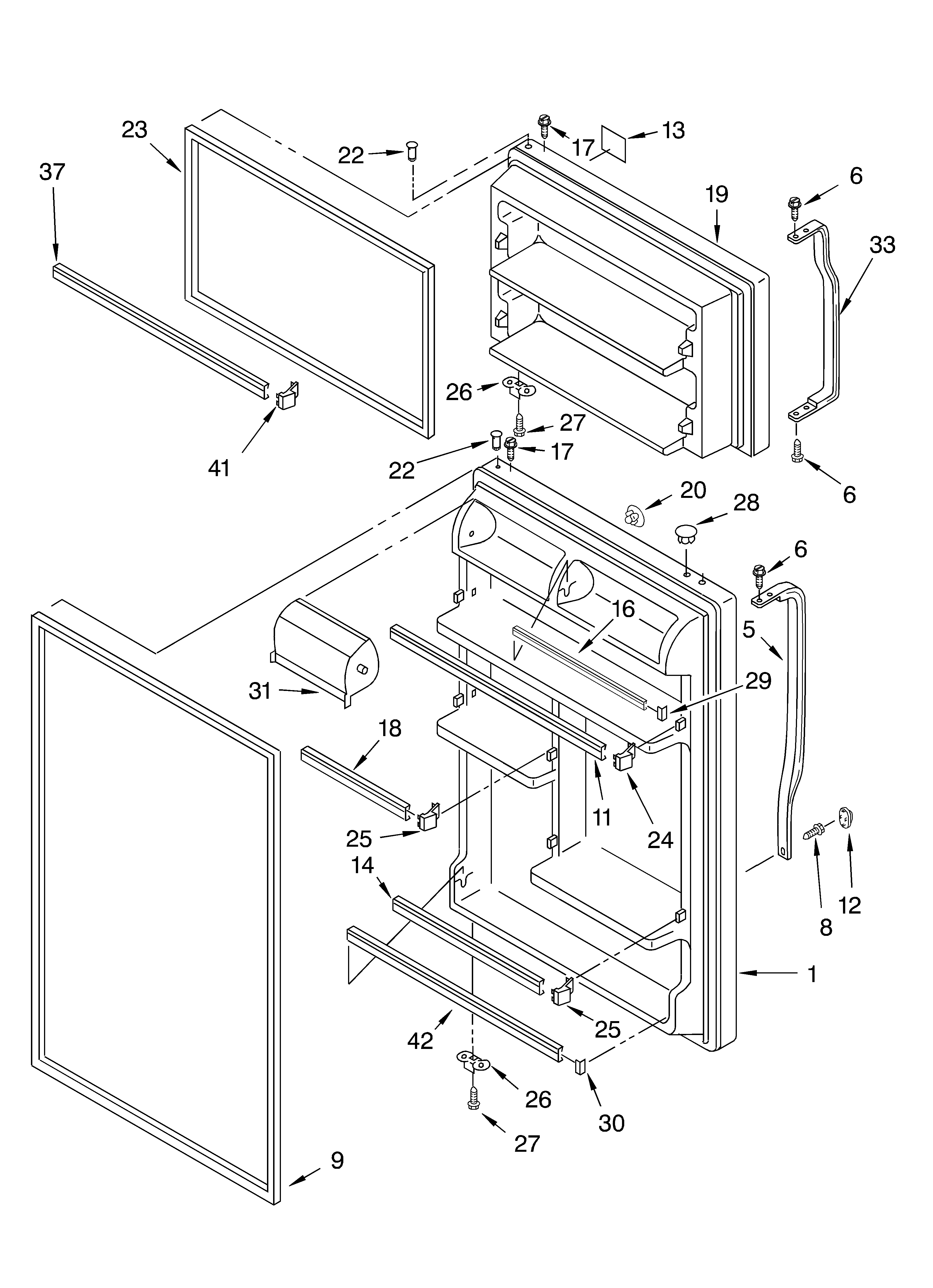 Whirlpool ET1WTKXKQ07 door diagram