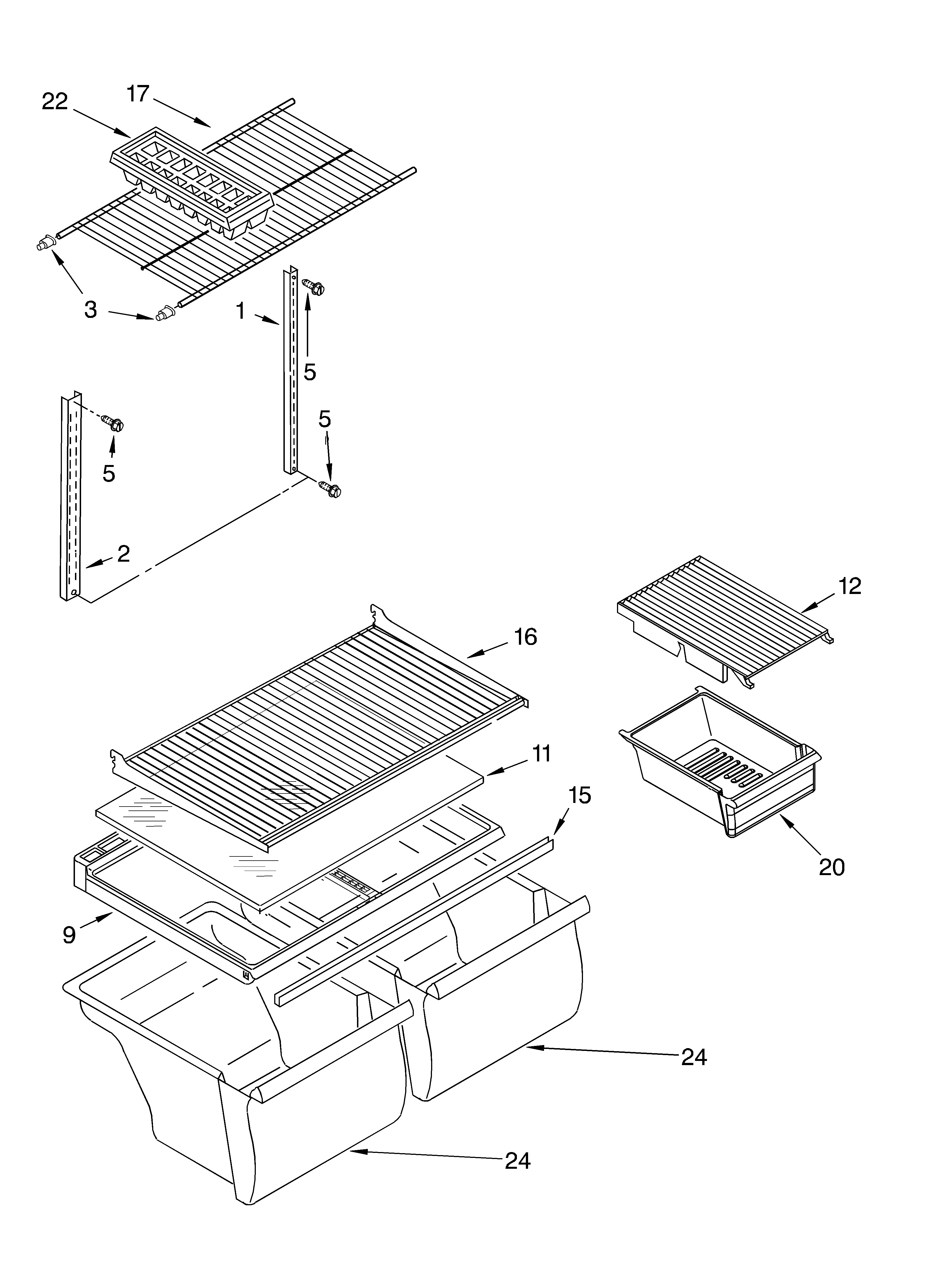 Whirlpool ET1WTKXKQ07 shelf/optional diagram