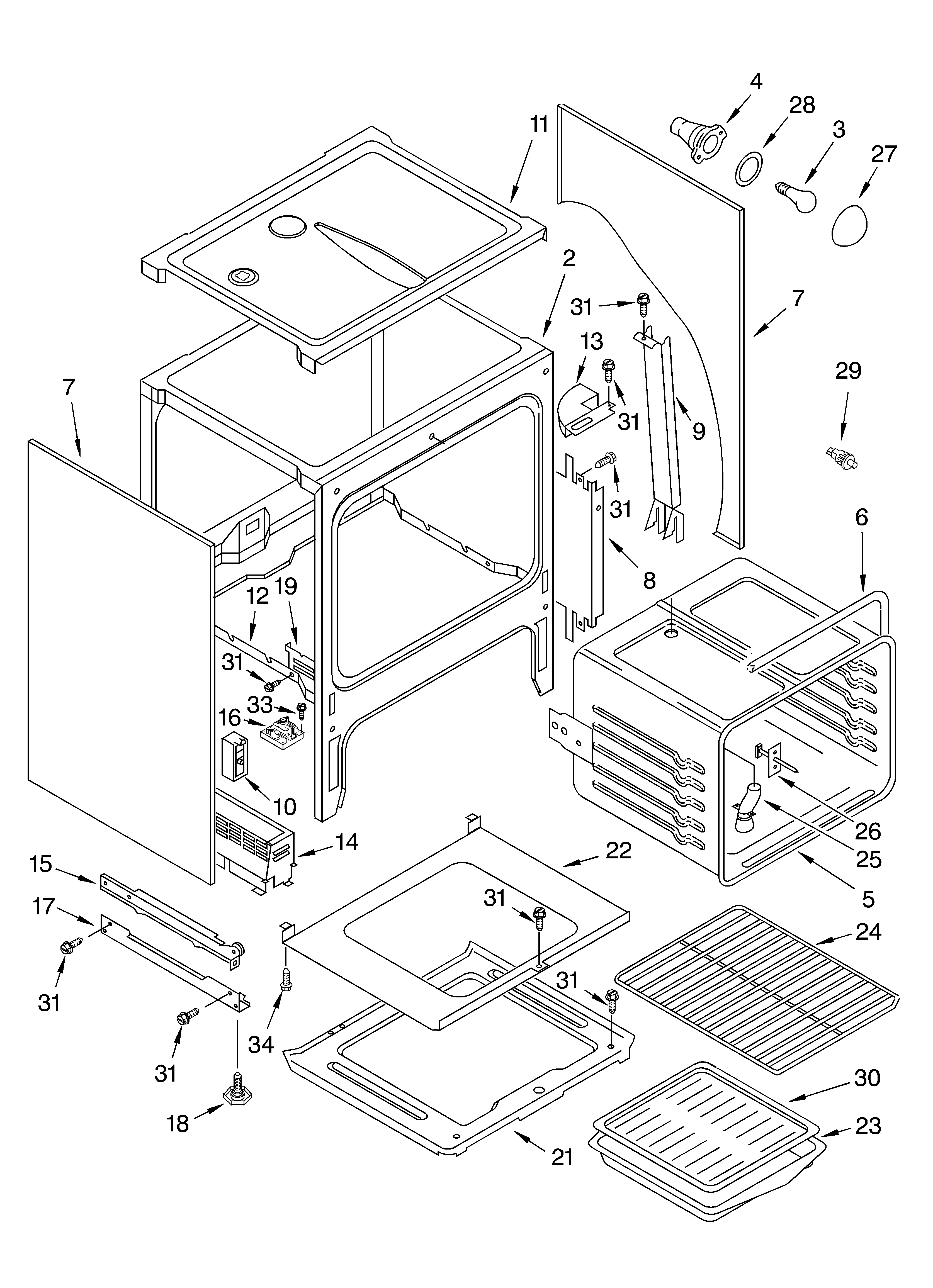 KitchenAid KGST300HBL8 oven chassis diagram
