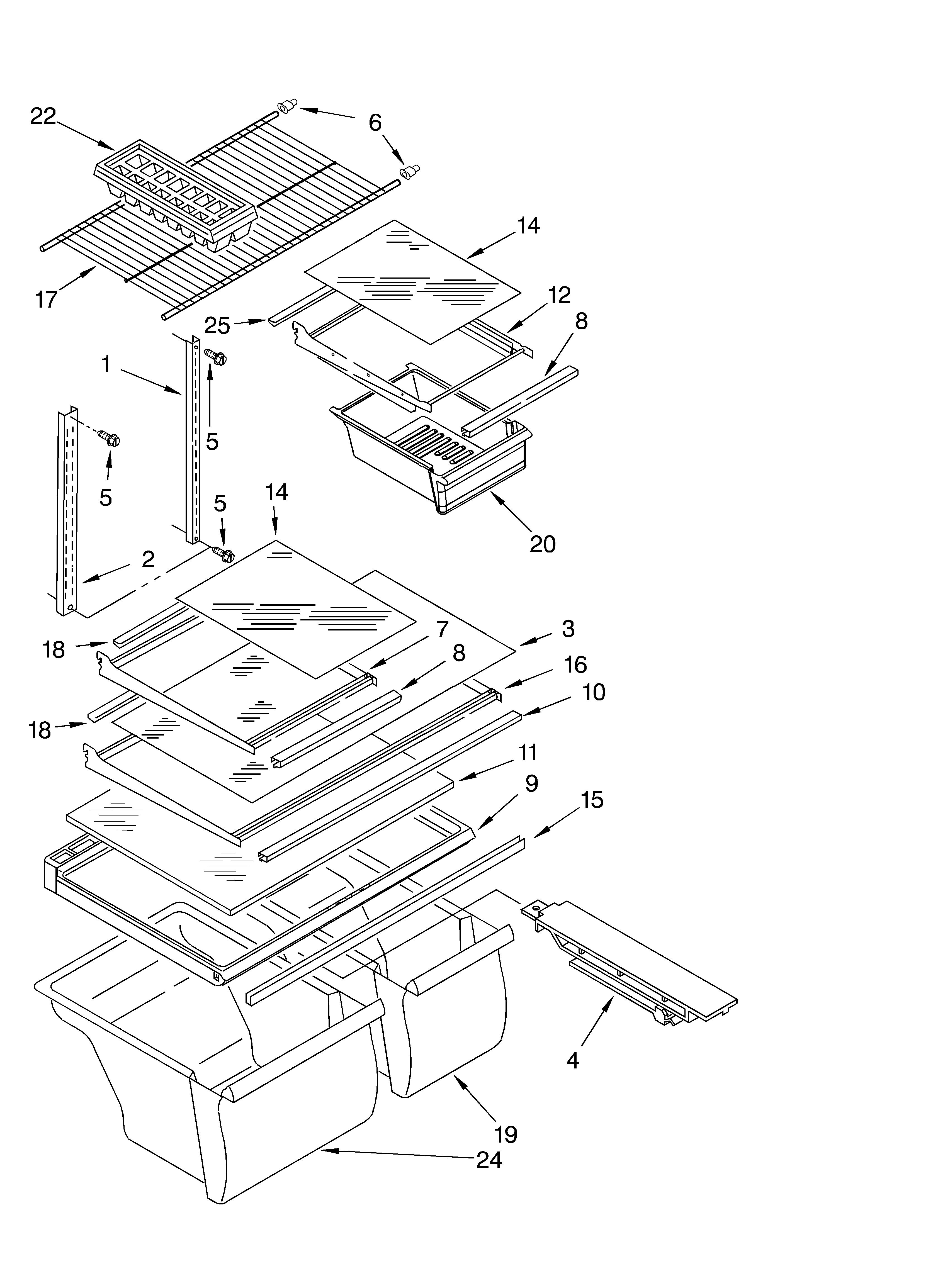 Roper RT18AKXKT02 shelf diagram
