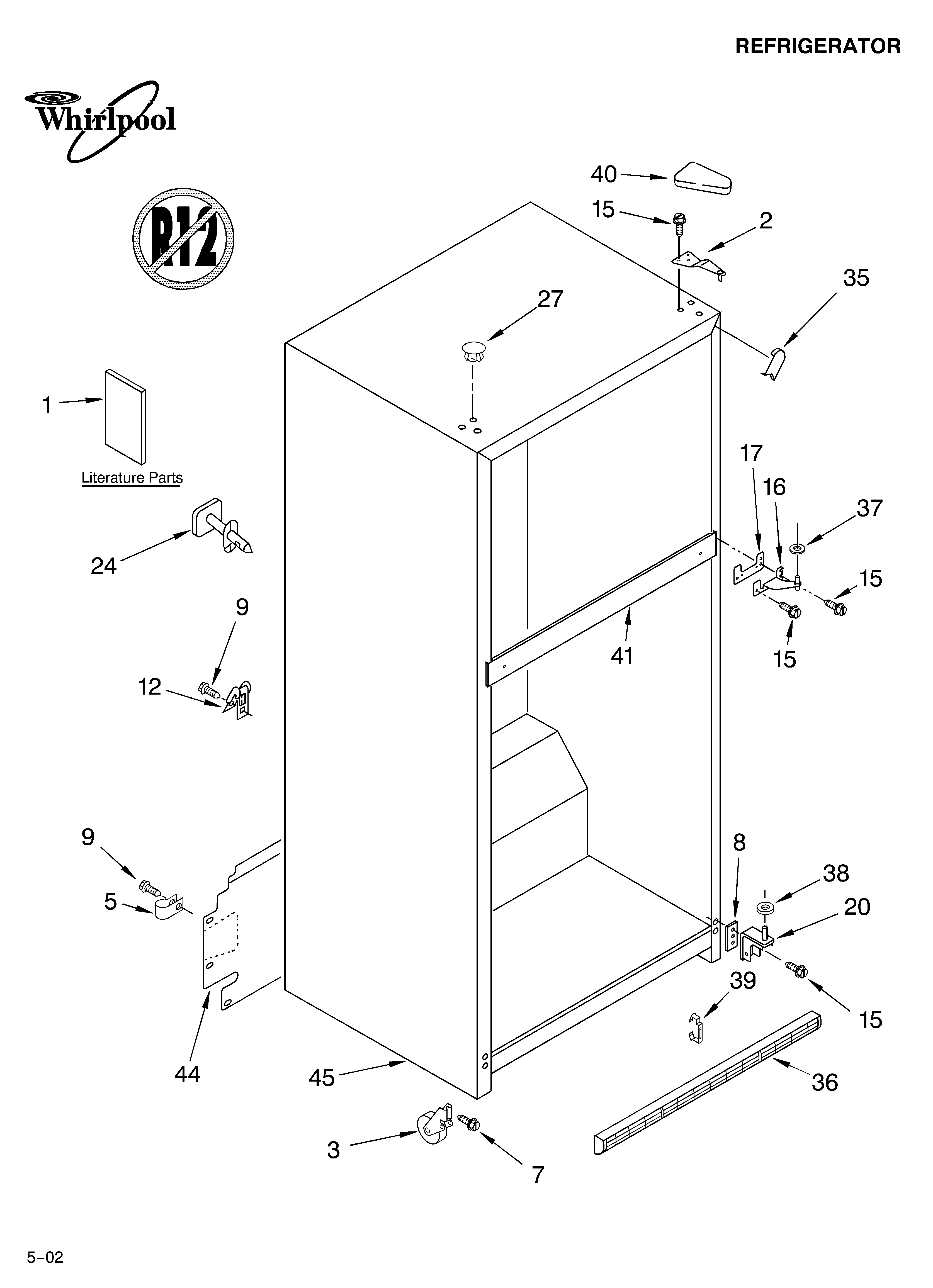 Whirlpool GR9SHMXLQ01 cabinet/literature diagram