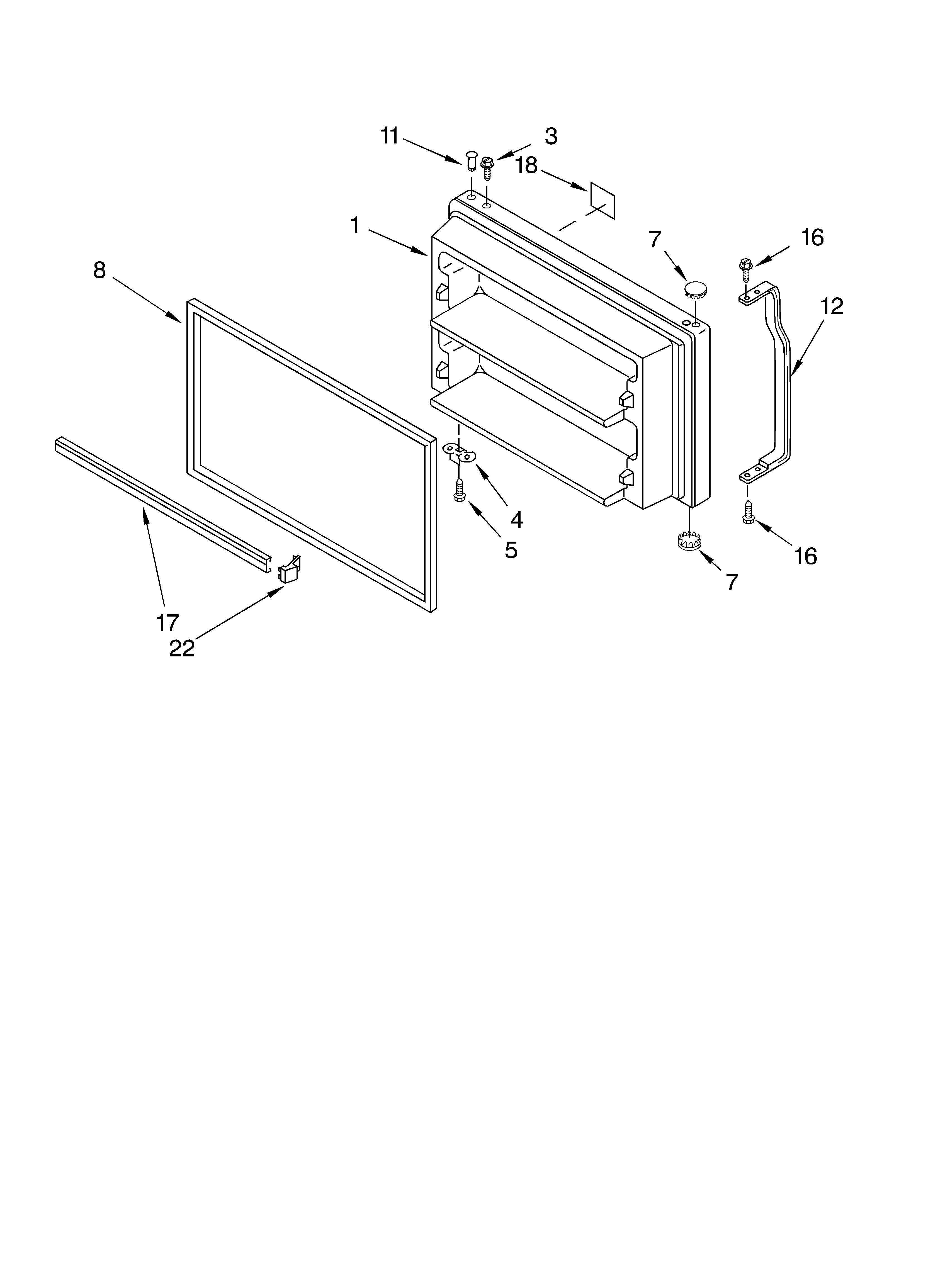Roper RT21SKXLQ00 freezer door diagram