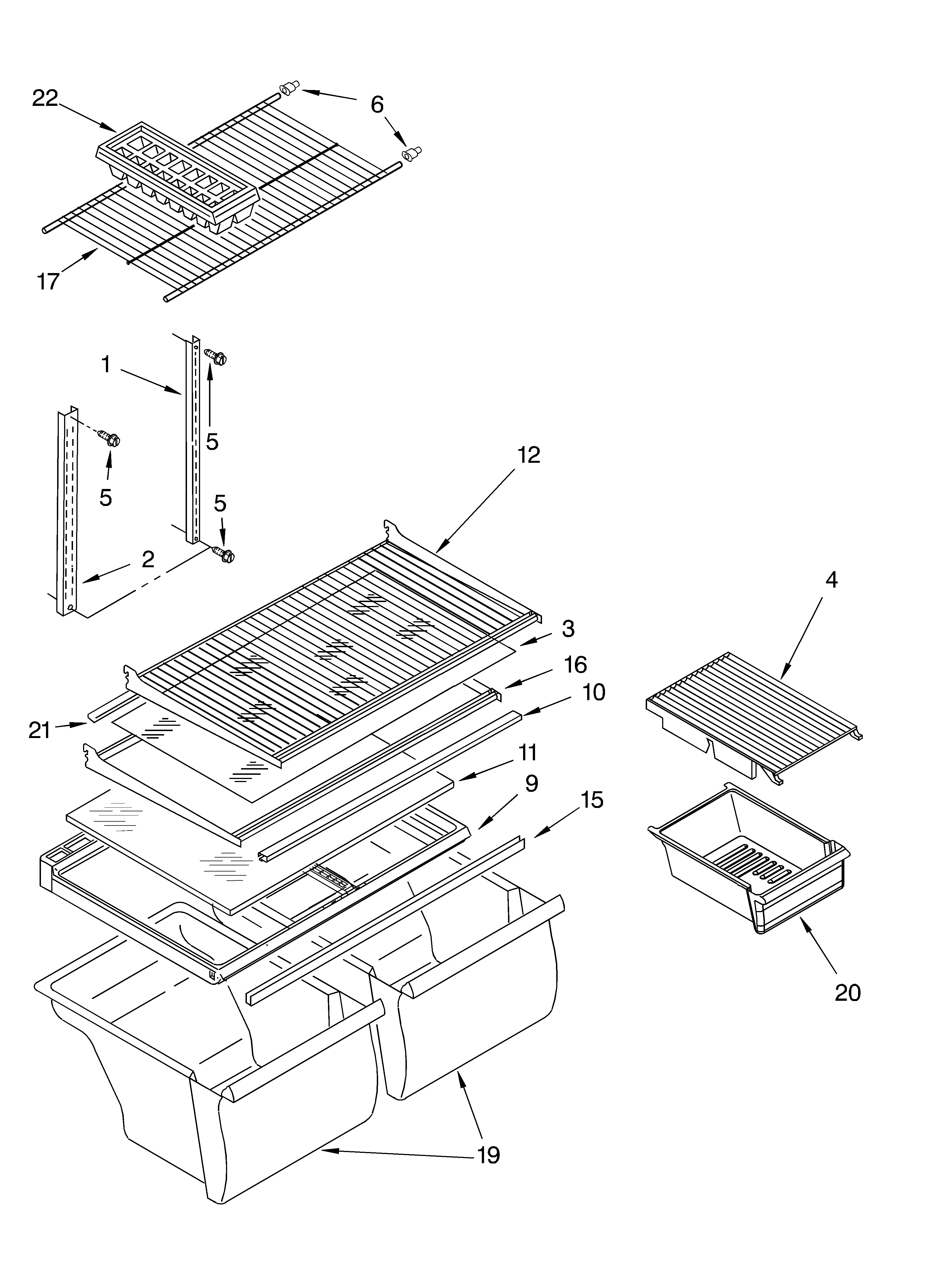 Roper RT21SKXLQ00 shelf diagram