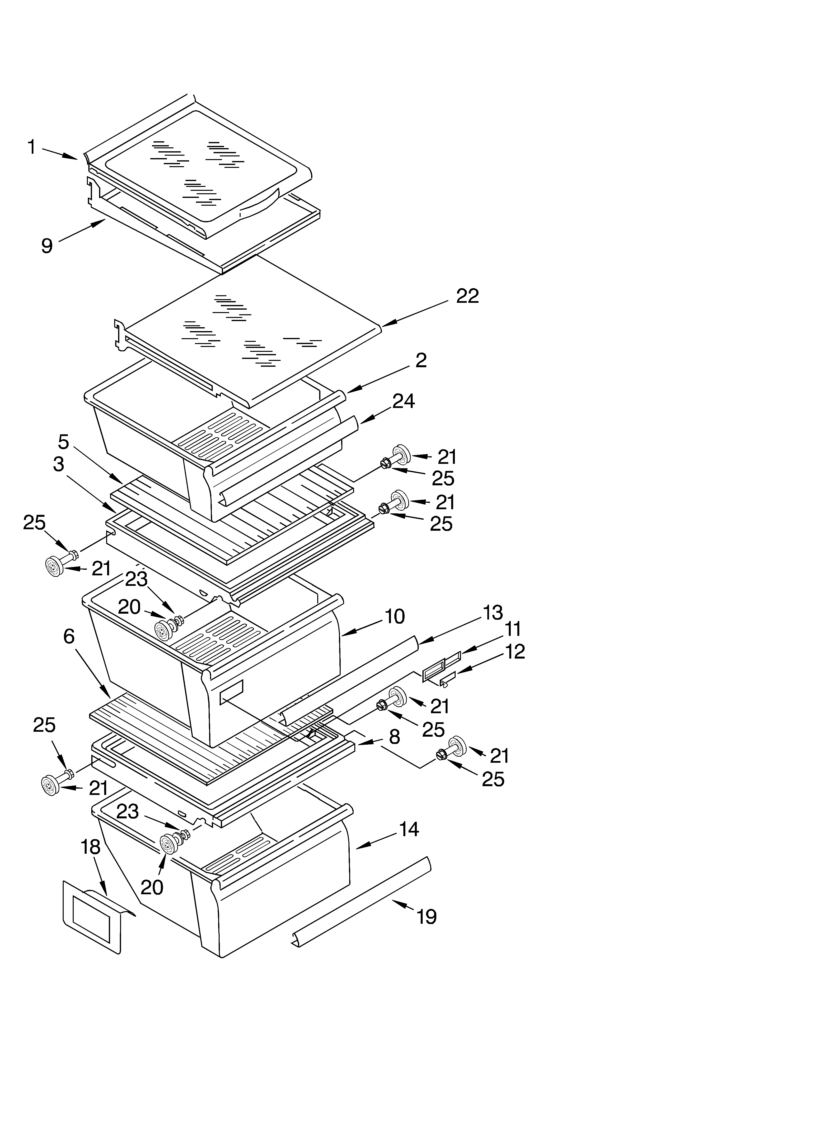 Whirlpool GD2NHGXLT00 refrigerator shelf diagram