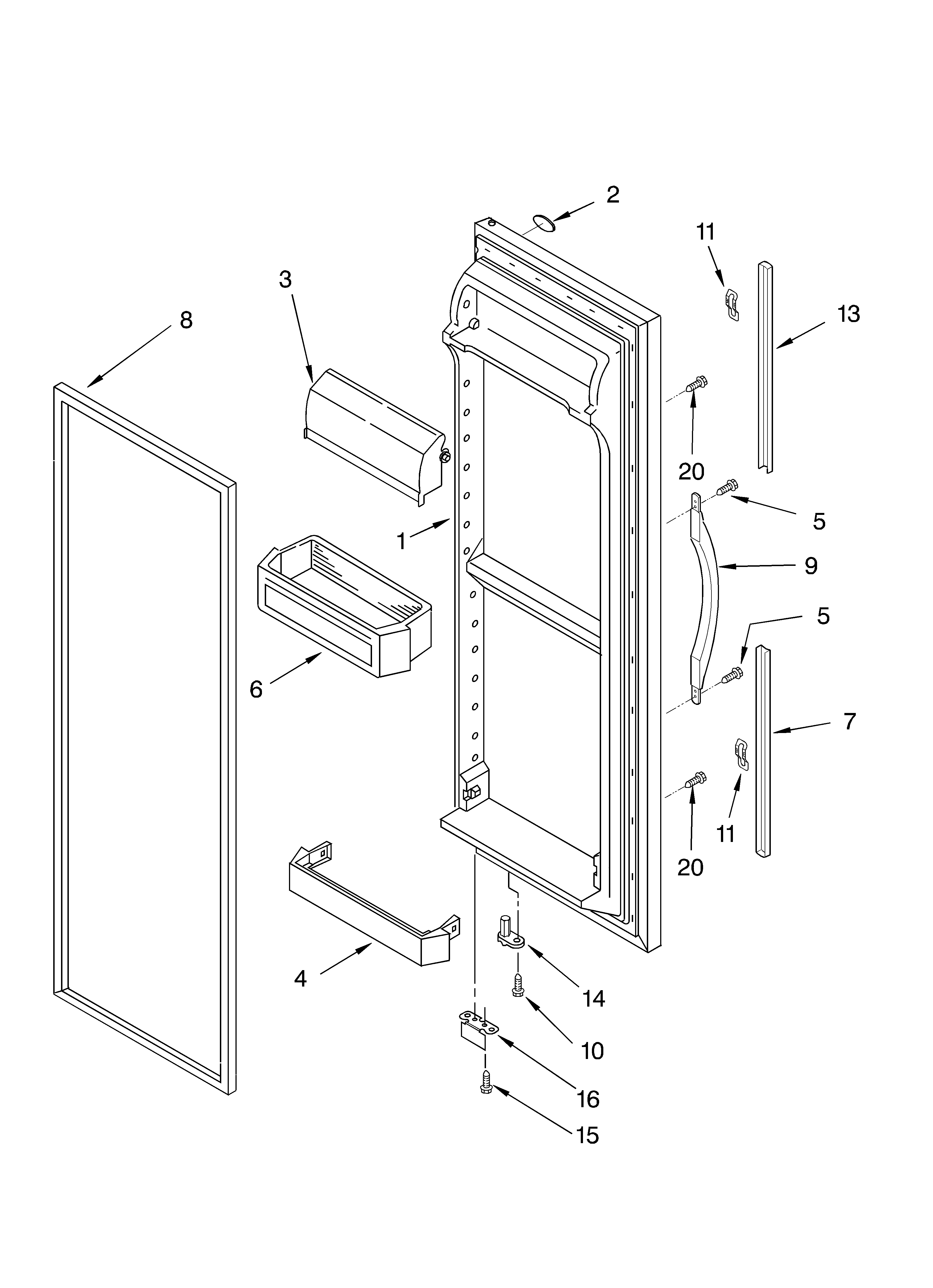 Whirlpool GD2NHGXLT00 refrigerator door diagram