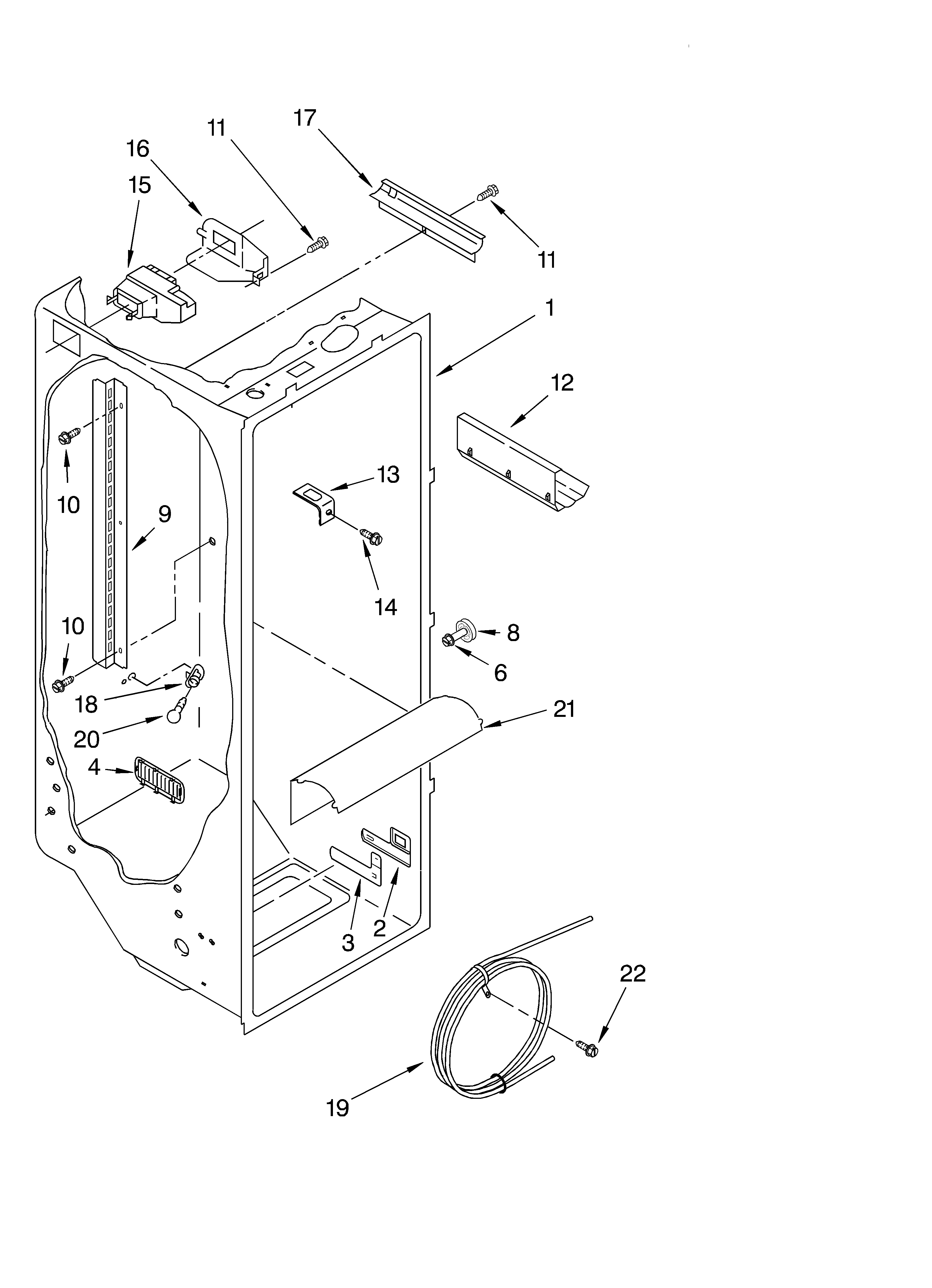 KitchenAid KSRB22FKSS02 refrigerator liner diagram