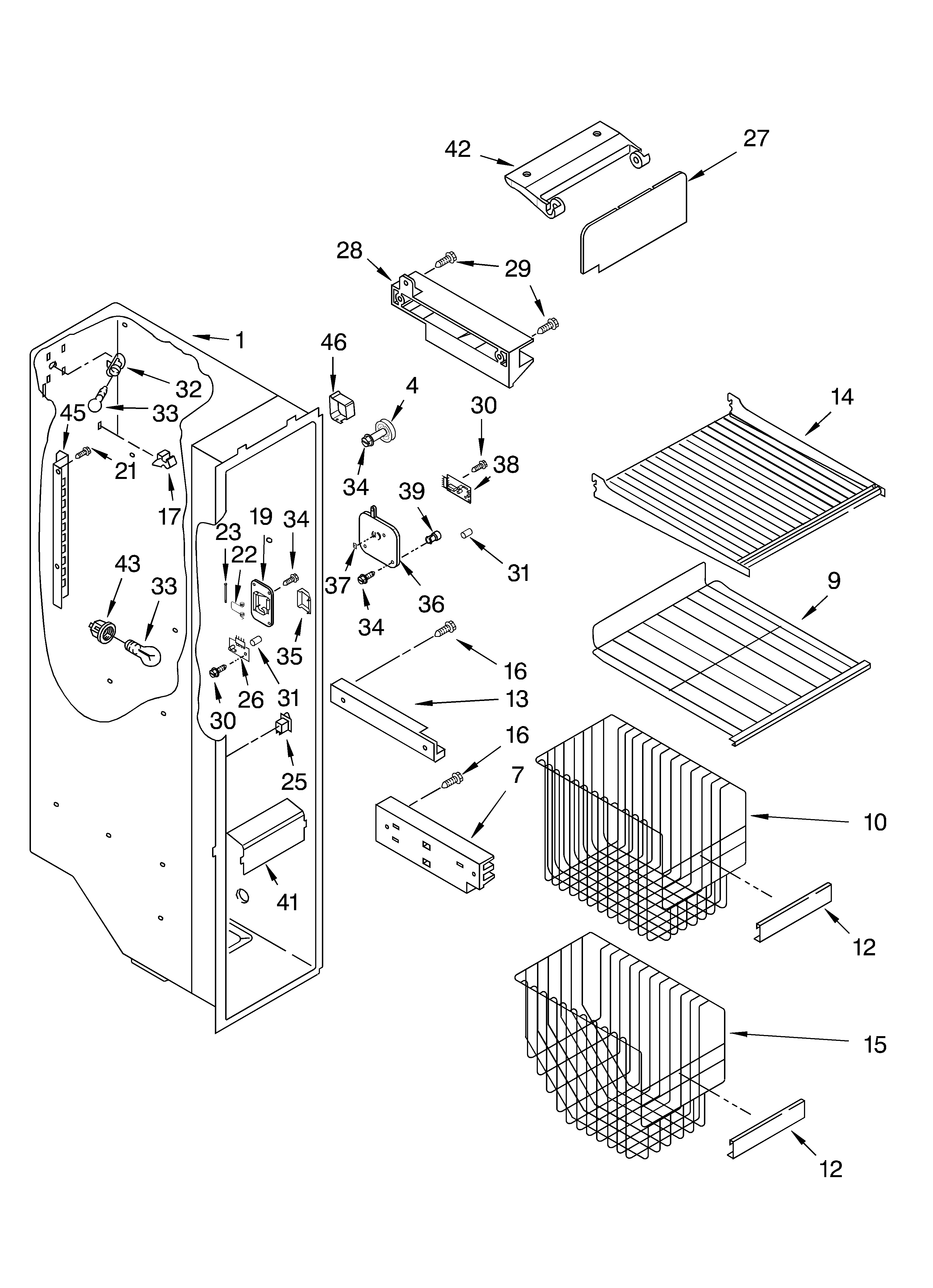 Whirlpool GD2SHAXKB03 freezer liner diagram
