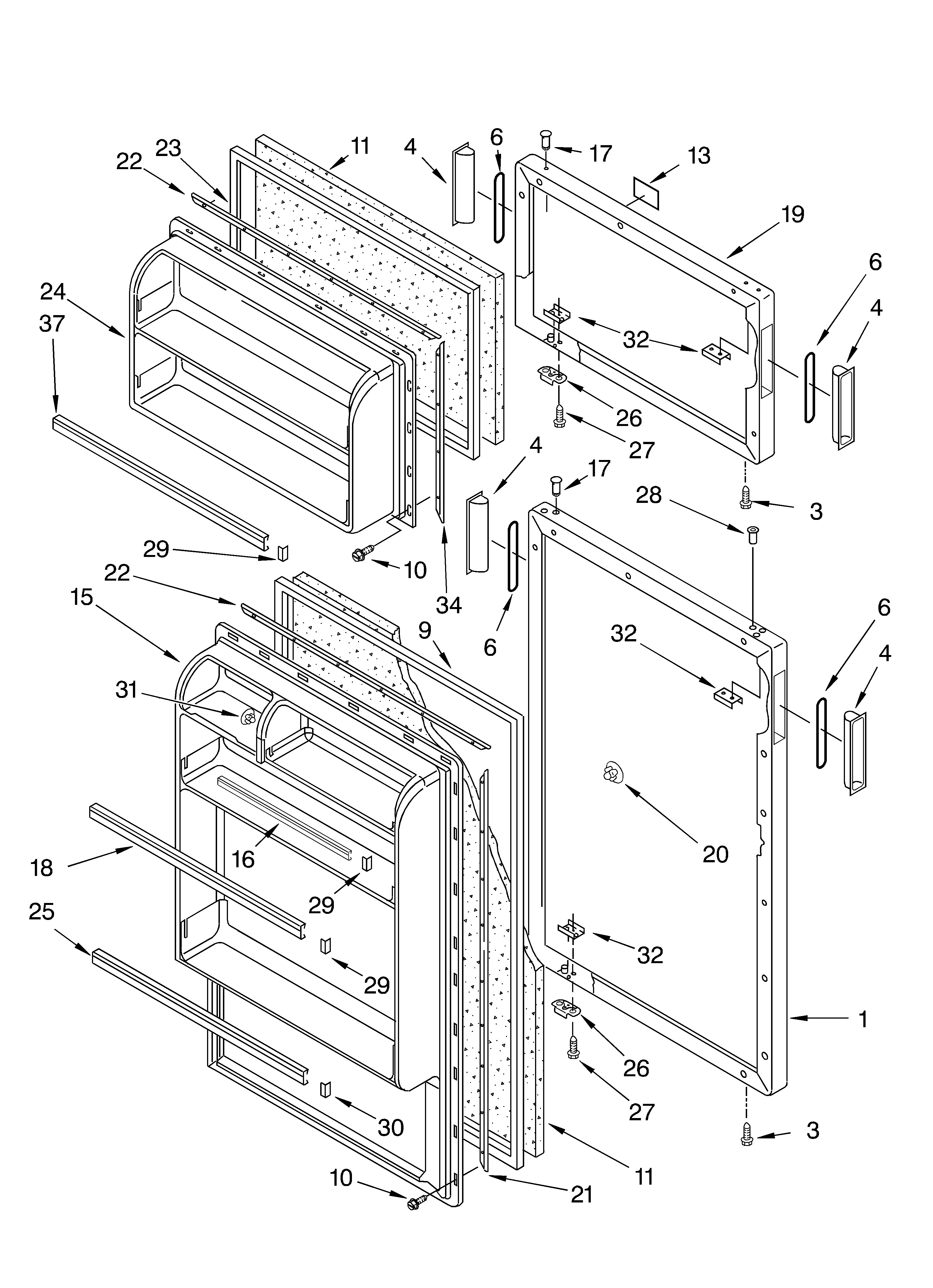 Roper RT14ZKXKZ01 door diagram