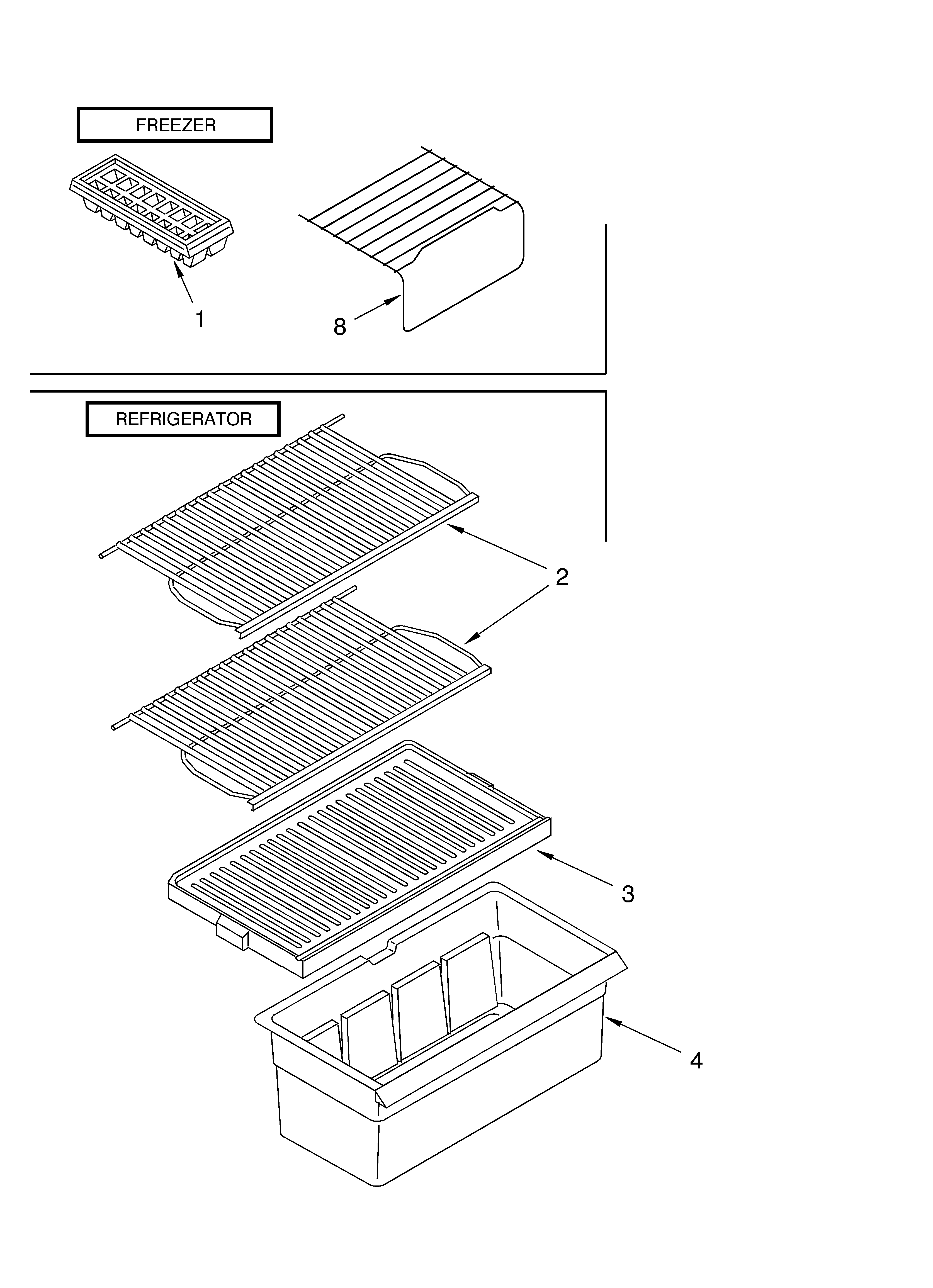 Roper RT14ZKXKZ01 shelf/optional diagram