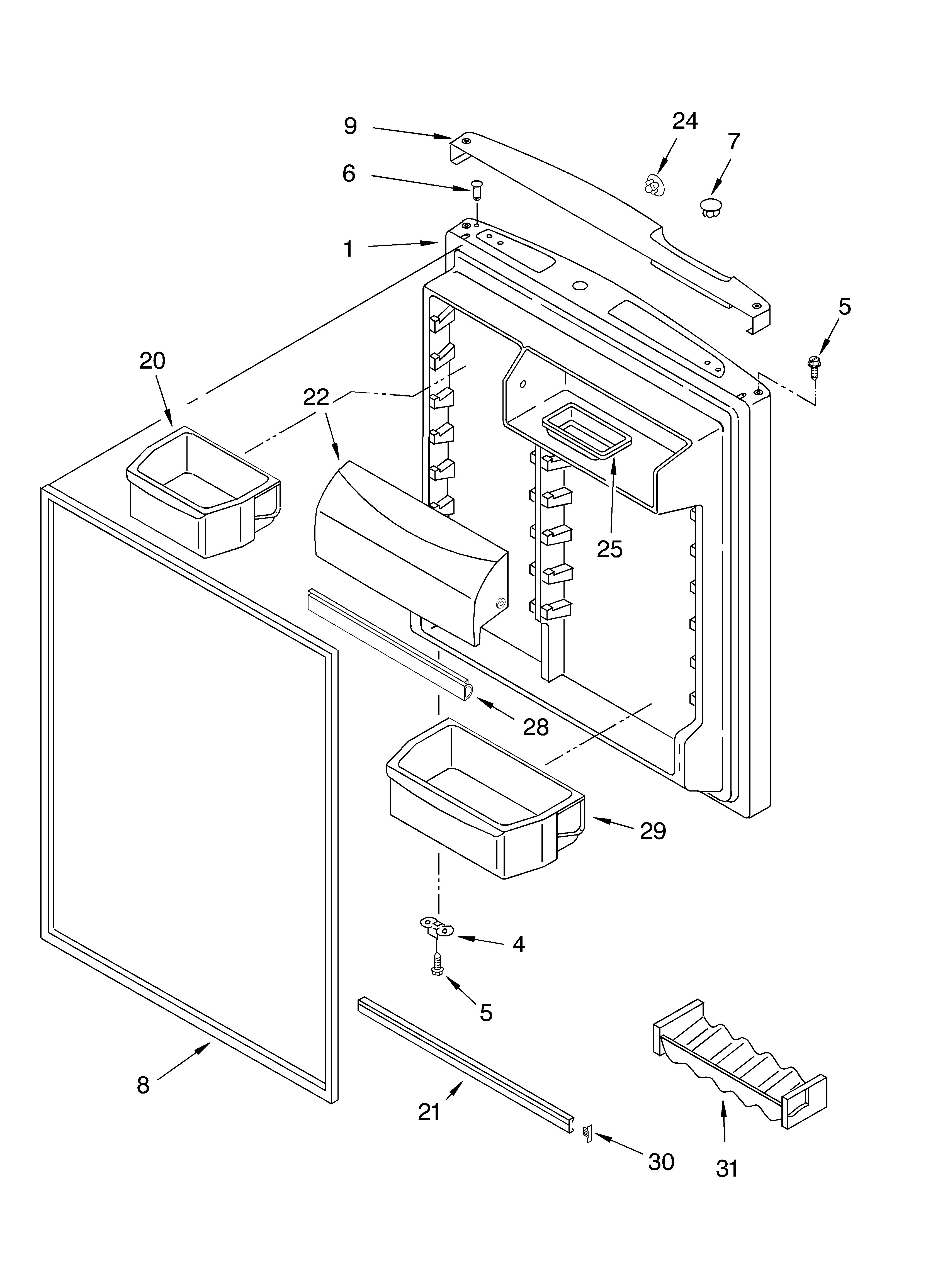 KitchenAid KTRC22KKSS02 refrigerator door diagram