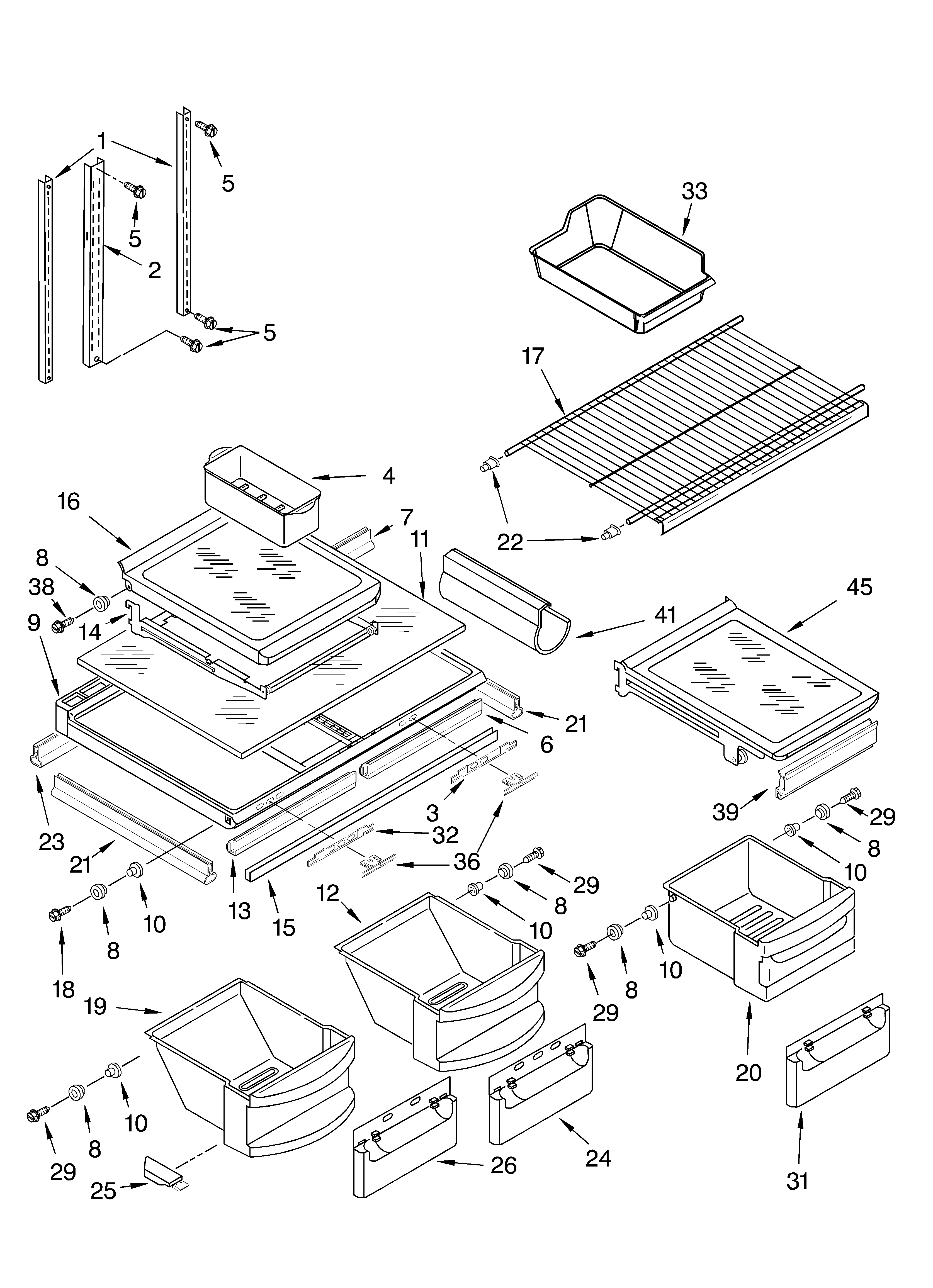 KitchenAid KTLA19ELSS01 shelf diagram