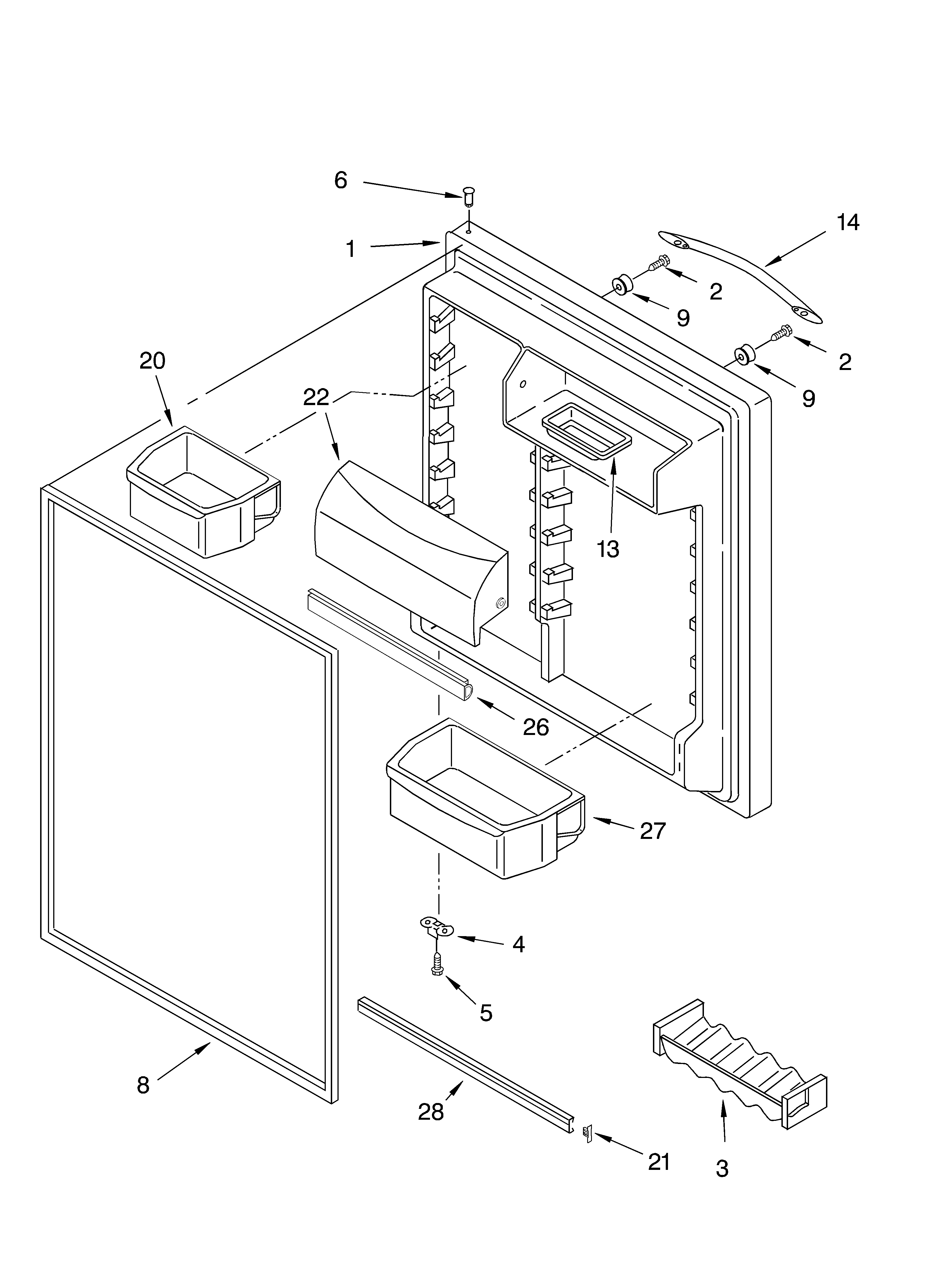 KitchenAid KTLA19ELSS01 refrigerator door diagram