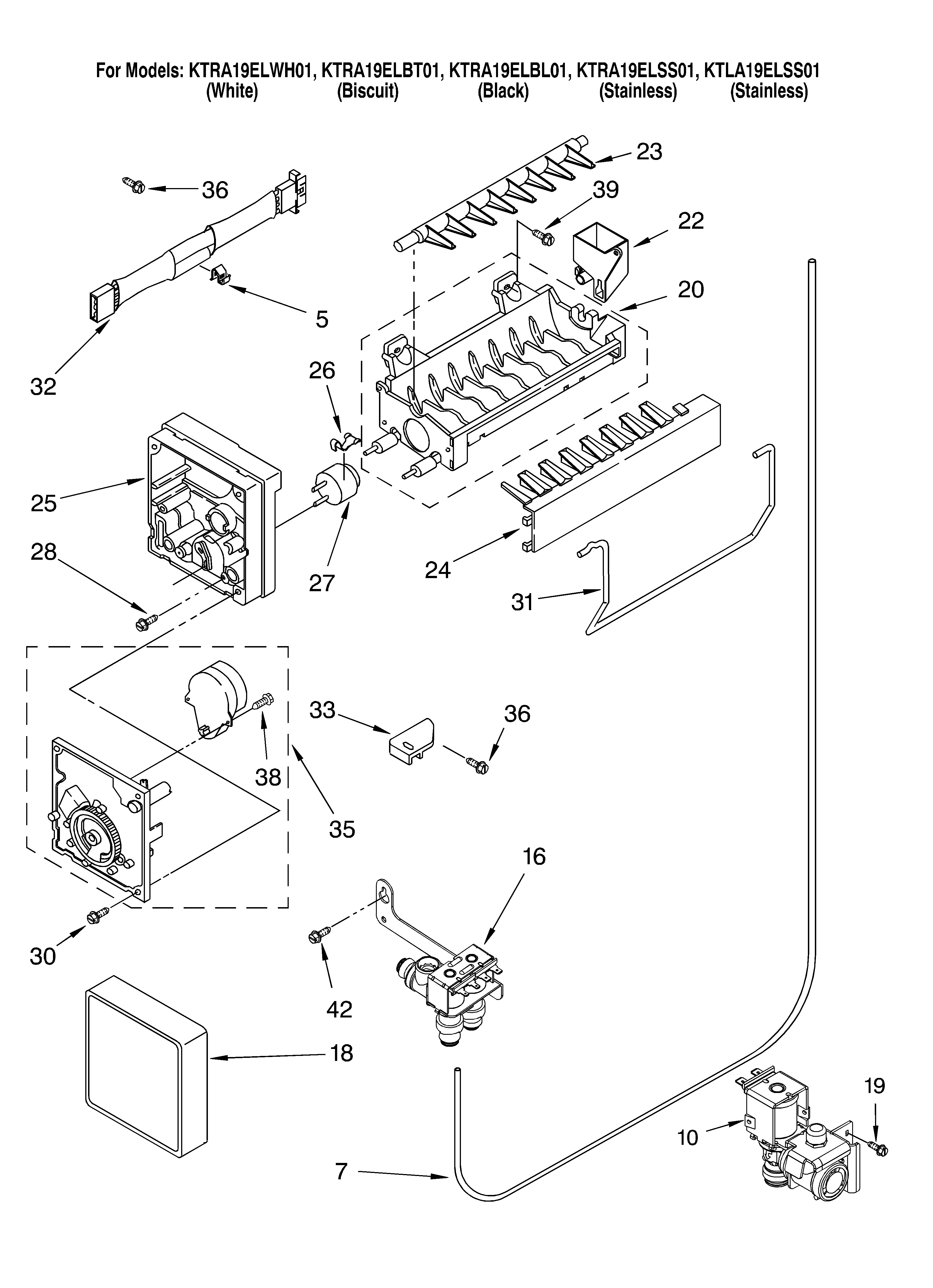 KitchenAid KTLA19ELSS01 ice maker diagram