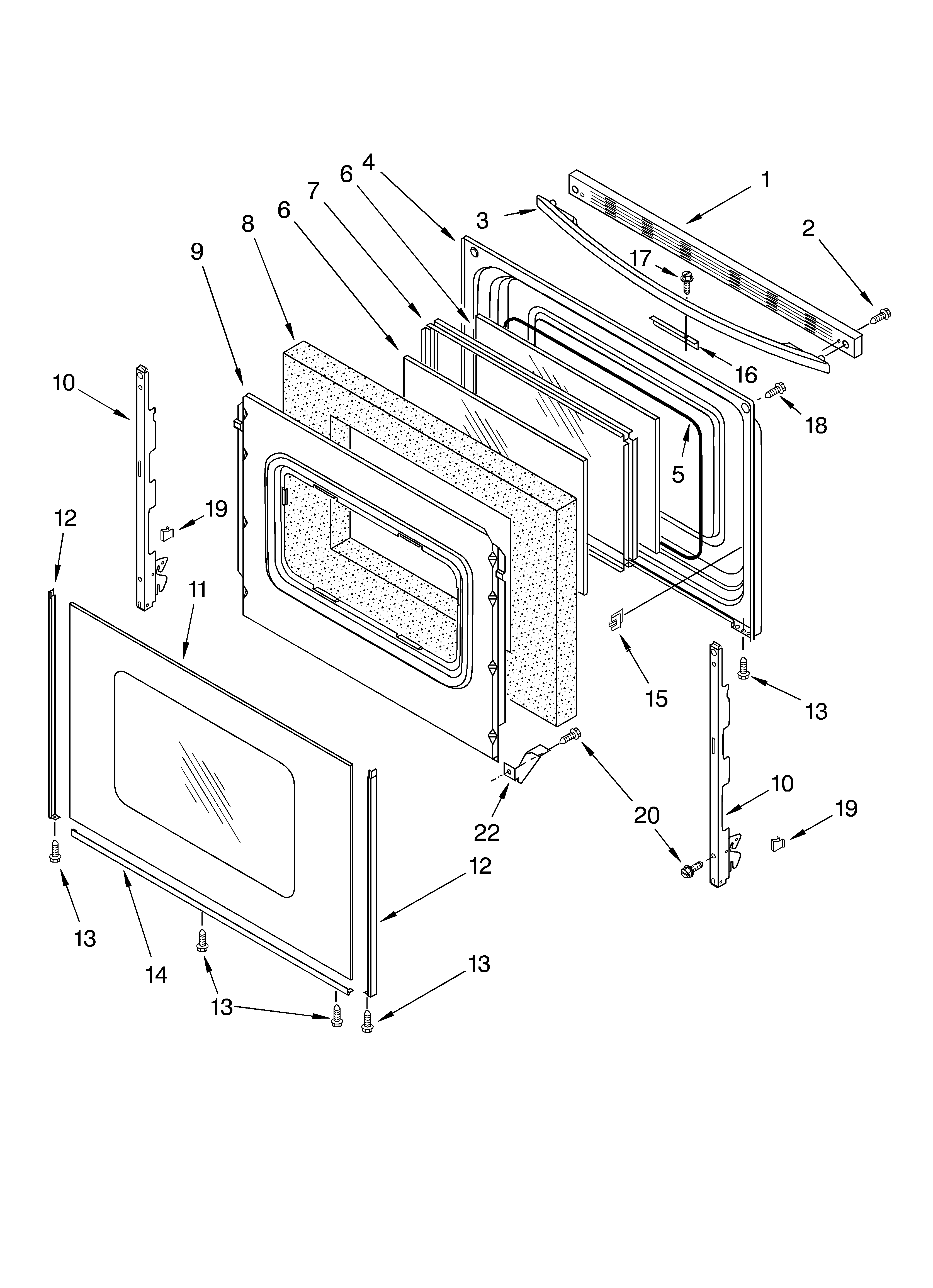Whirlpool RF196LXKT0 door diagram