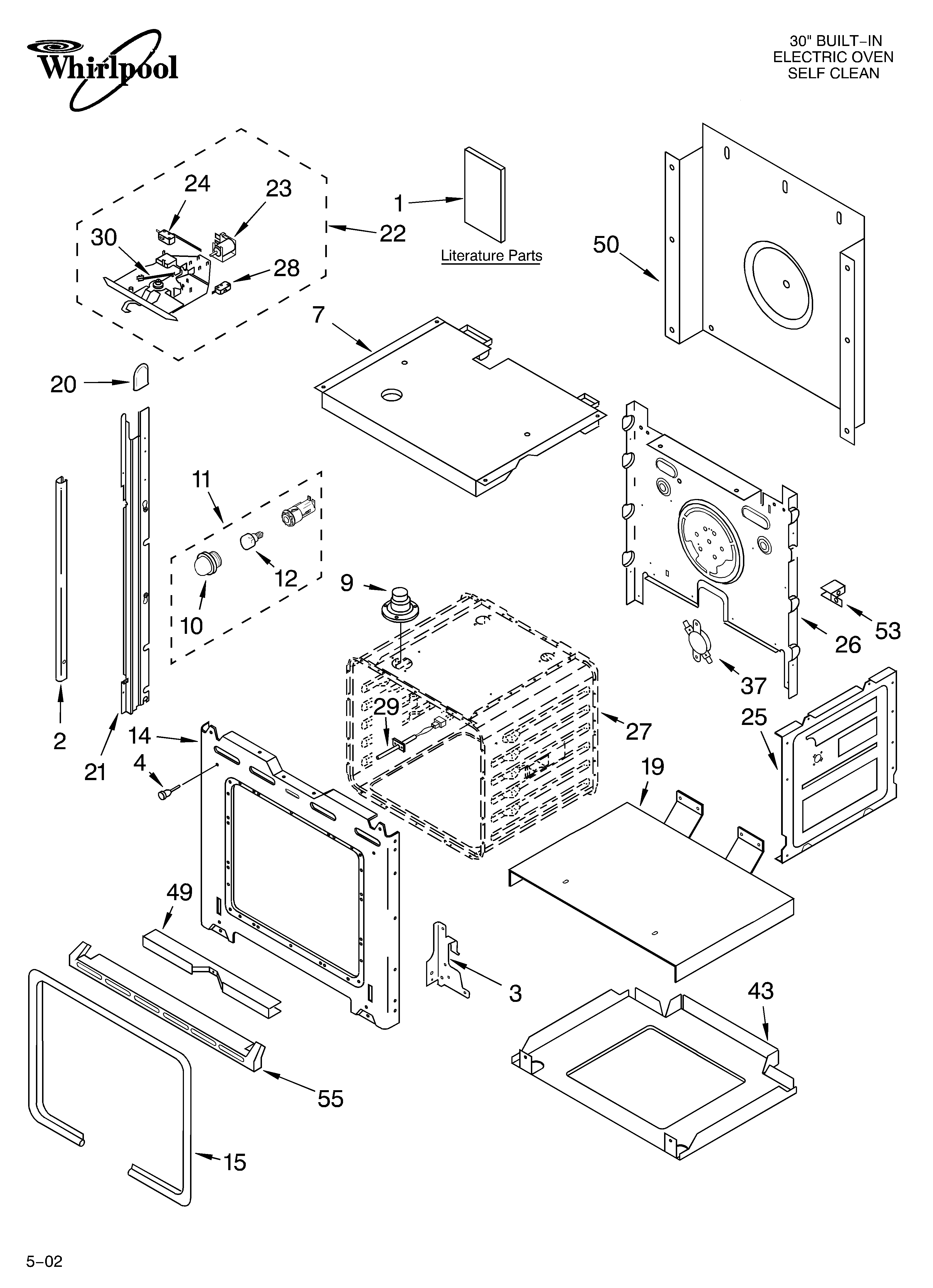 Whirlpool RBS305PDB12 oven/literature diagram