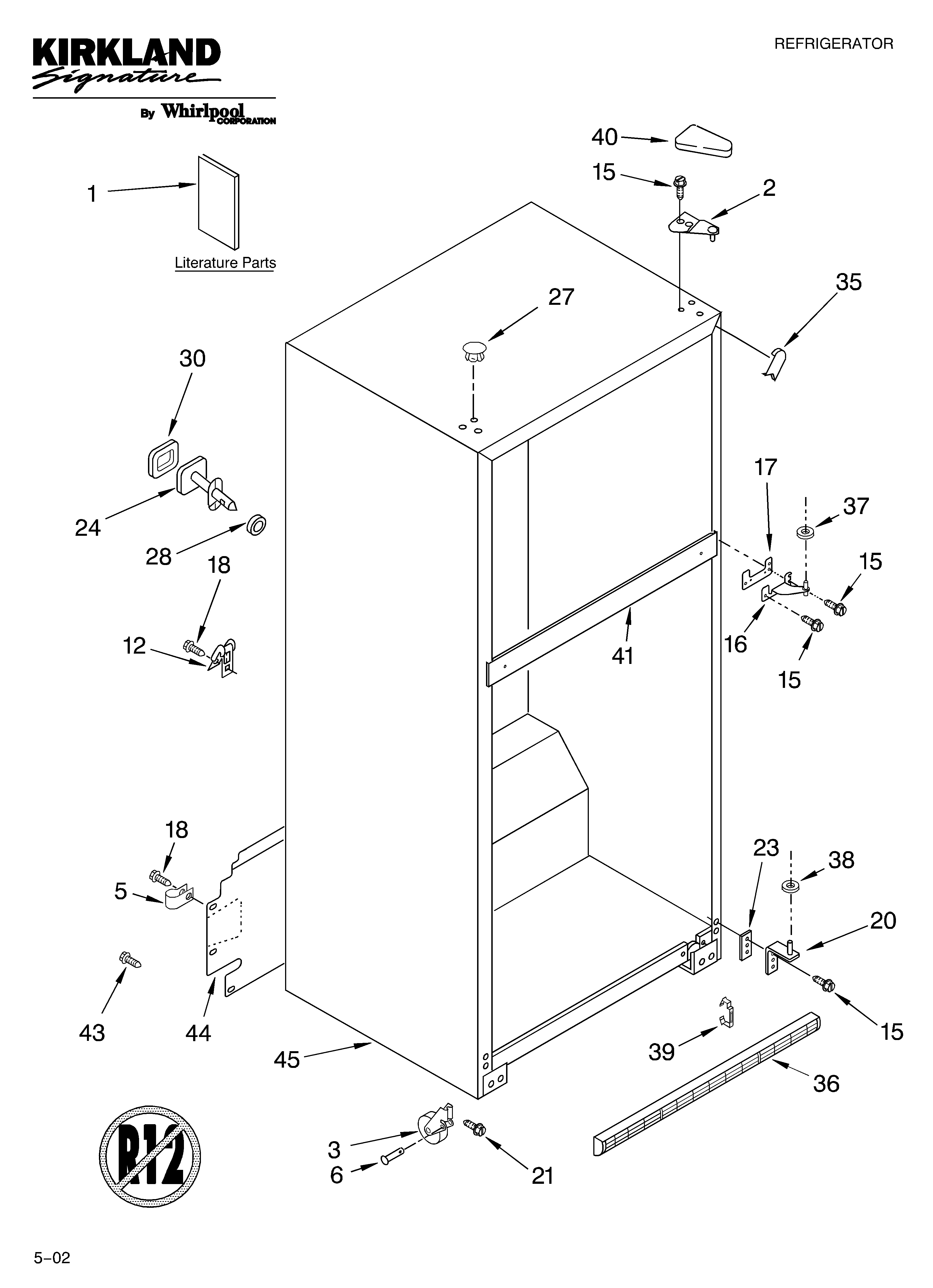 Kirkland ST18HPXKQ02 cabinet/literature diagram