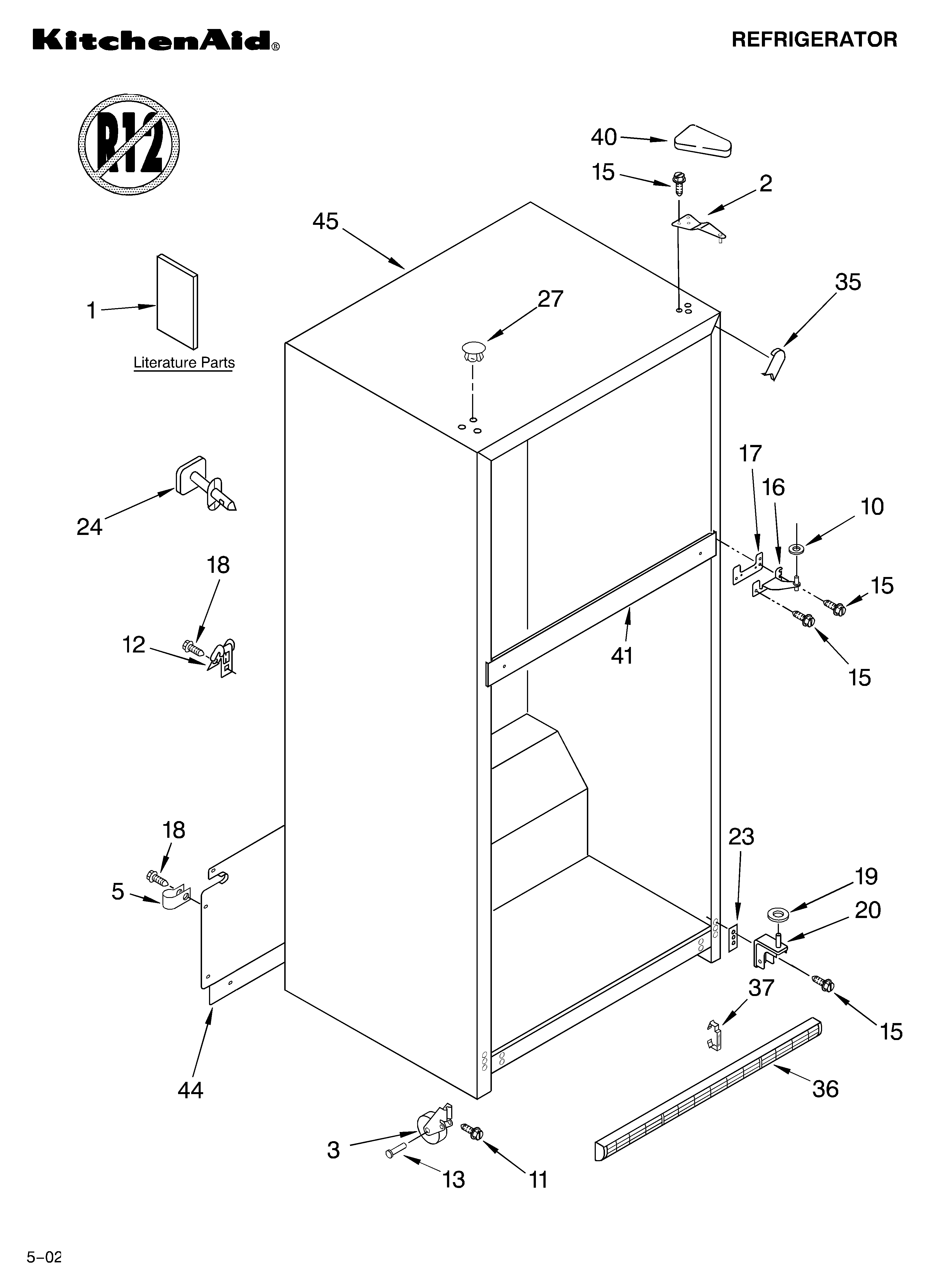 KitchenAid KTRC22ELWH00 cabinet/literature diagram