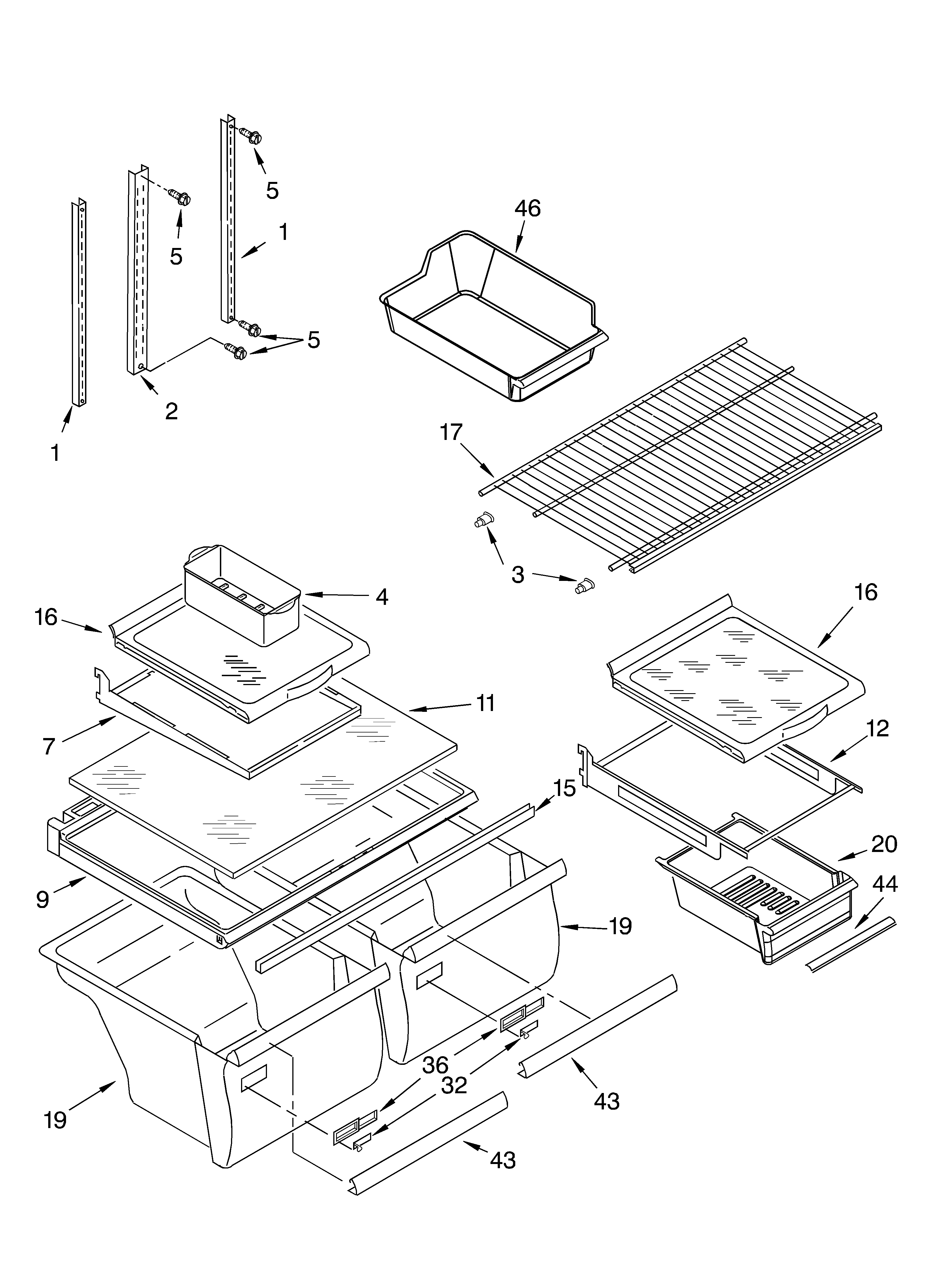 Whirlpool GT1SHTXLT01 shelf diagram