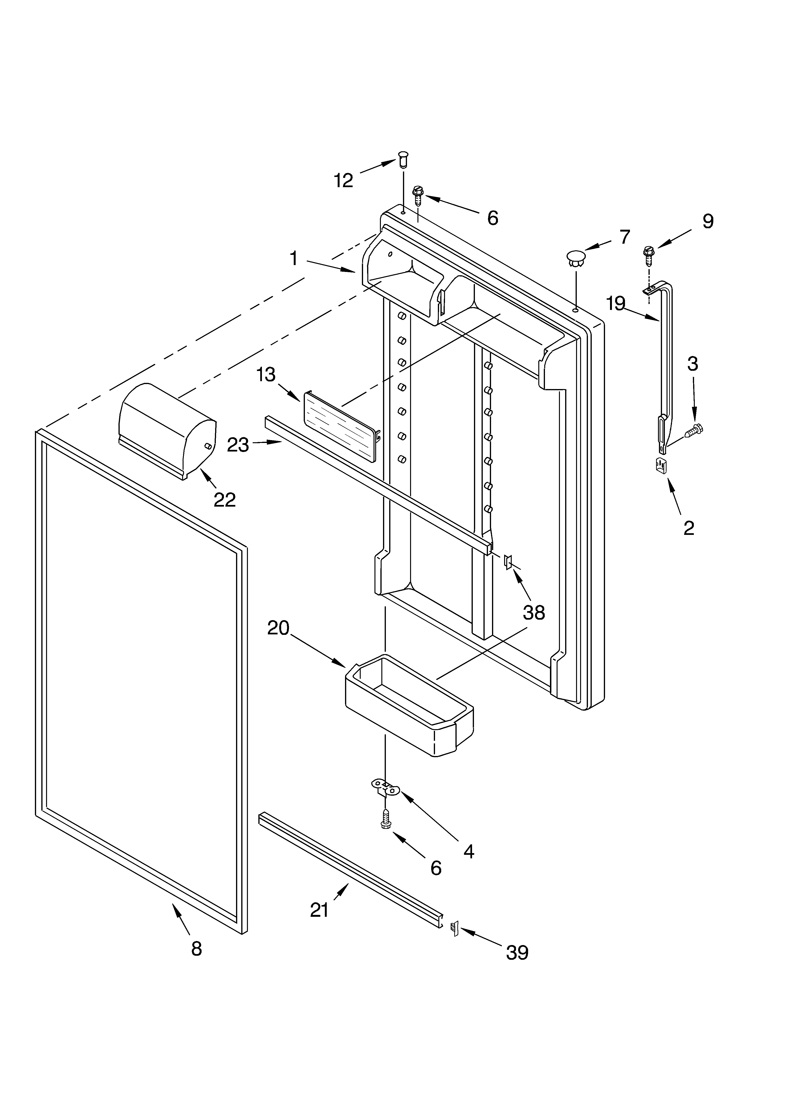 Whirlpool GT1SHTXLT01 refrigerator door diagram