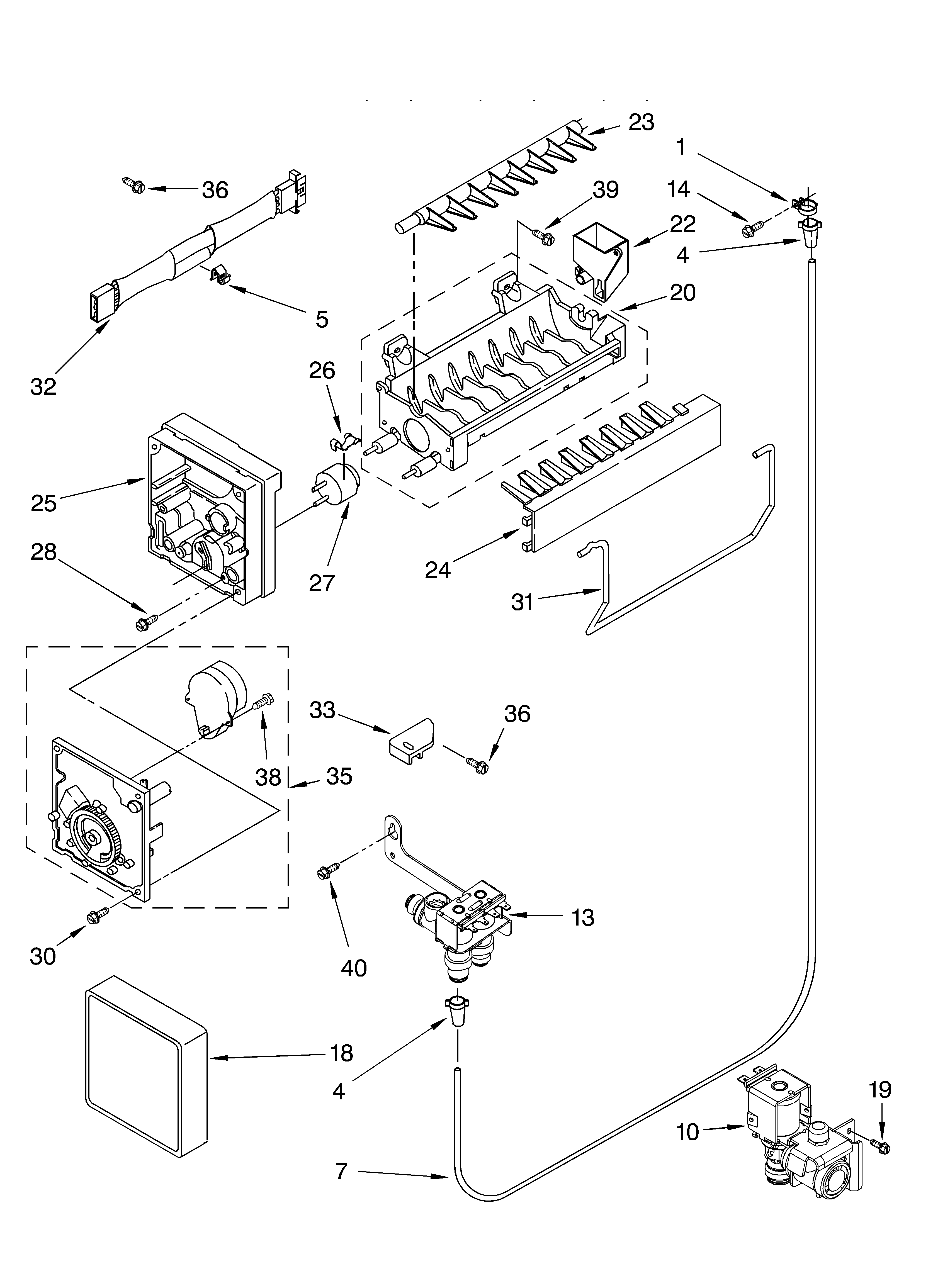 Whirlpool GT1SHTXLT01 ice maker diagram