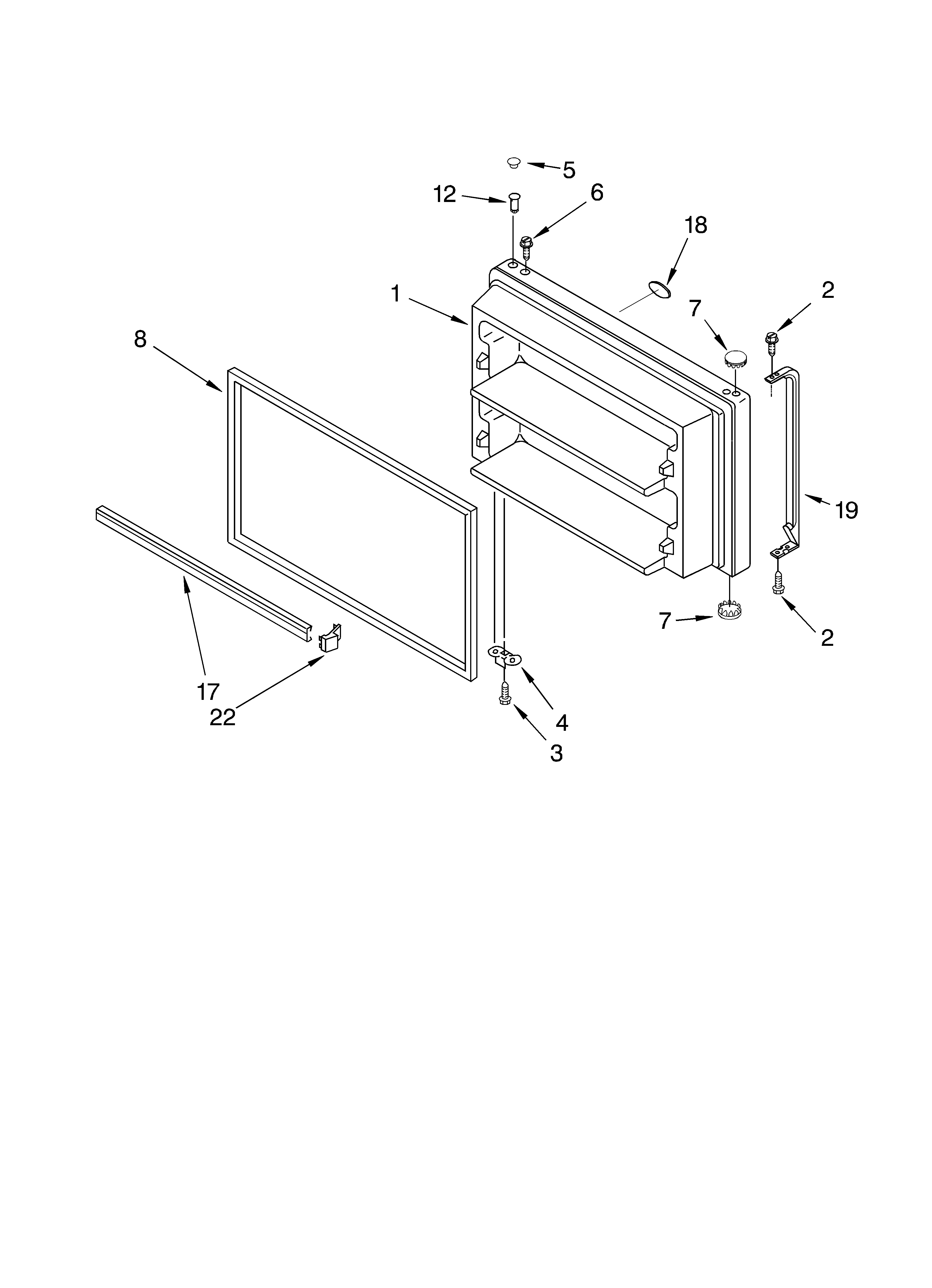 Whirlpool GT1SHTXLT01 freezer door diagram