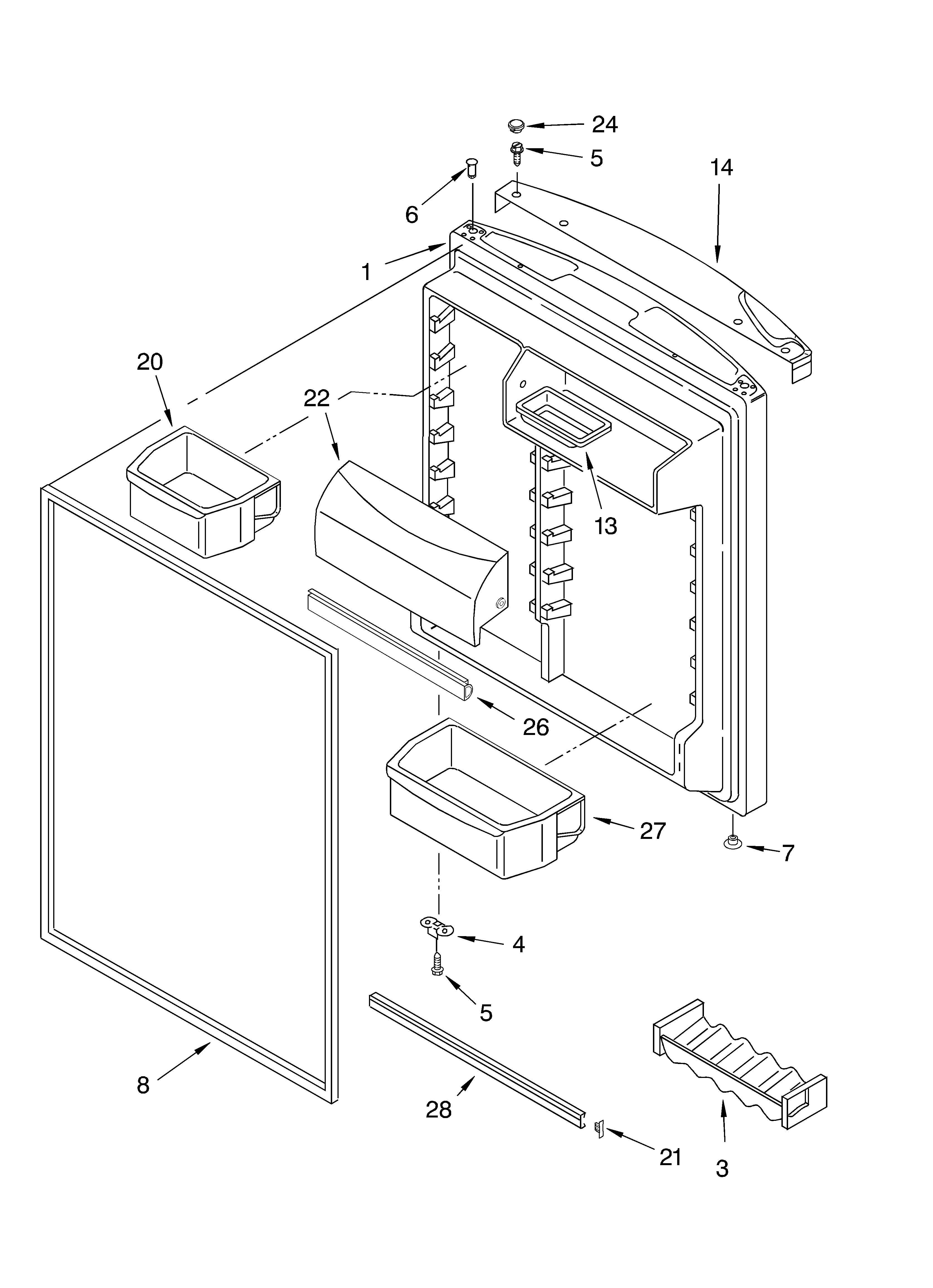 KitchenAid KTRC19KKWH02 refrigerator door diagram