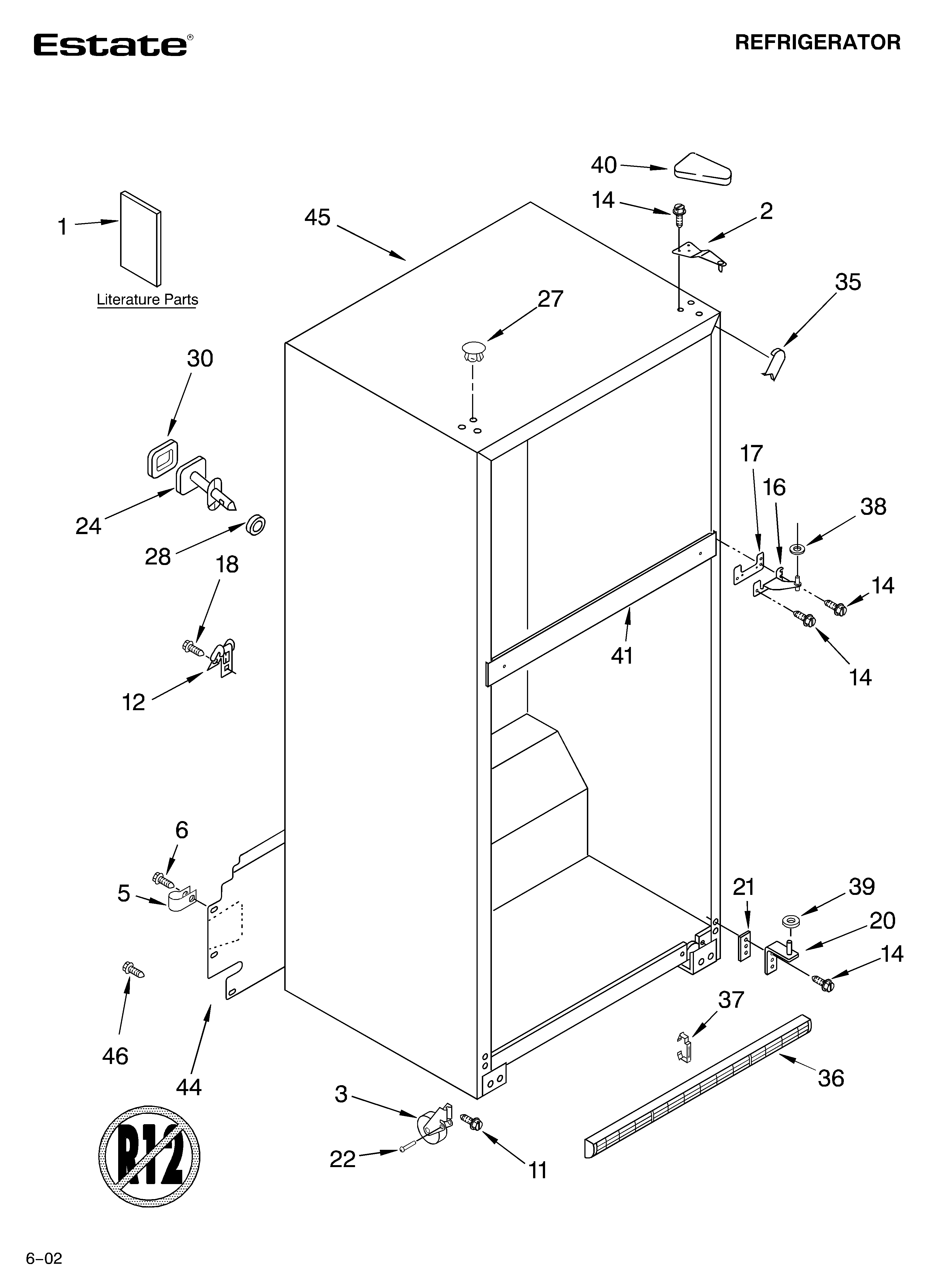 Estate TT21AKXKT02 cabinet/literature diagram