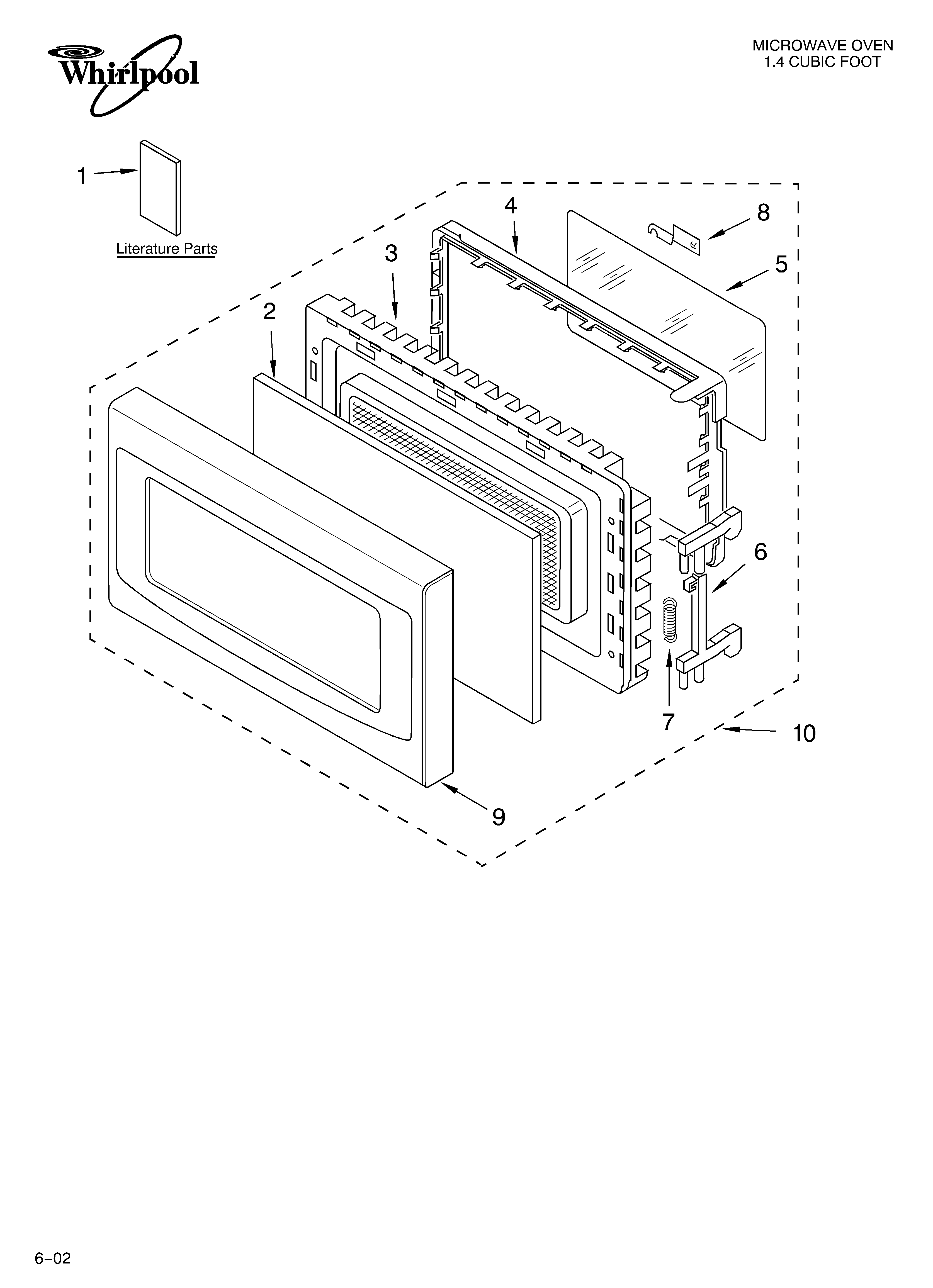 Whirlpool MT1145SLB0 door/literature diagram