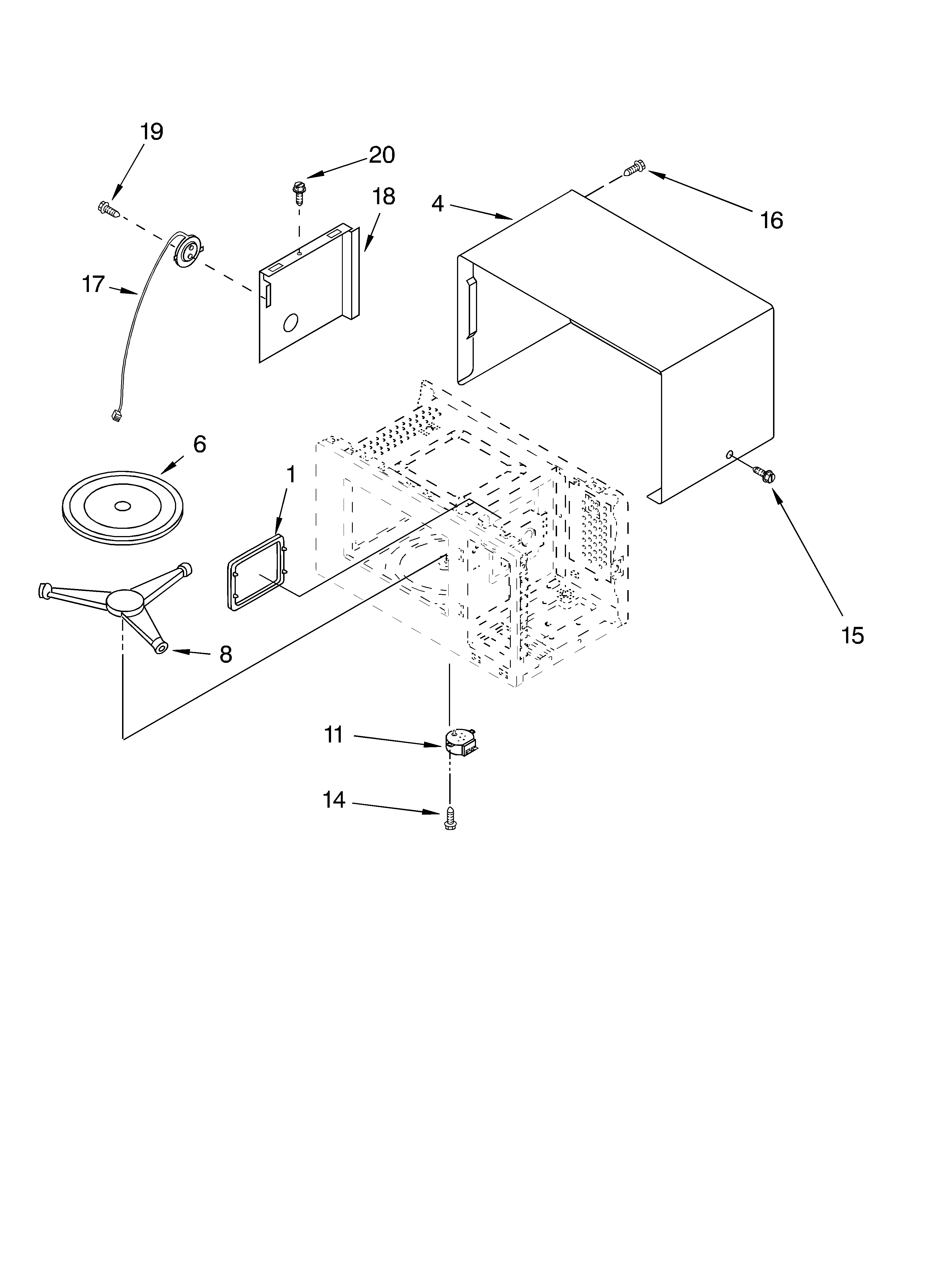 Whirlpool MT1145SLB0 oven cavity diagram