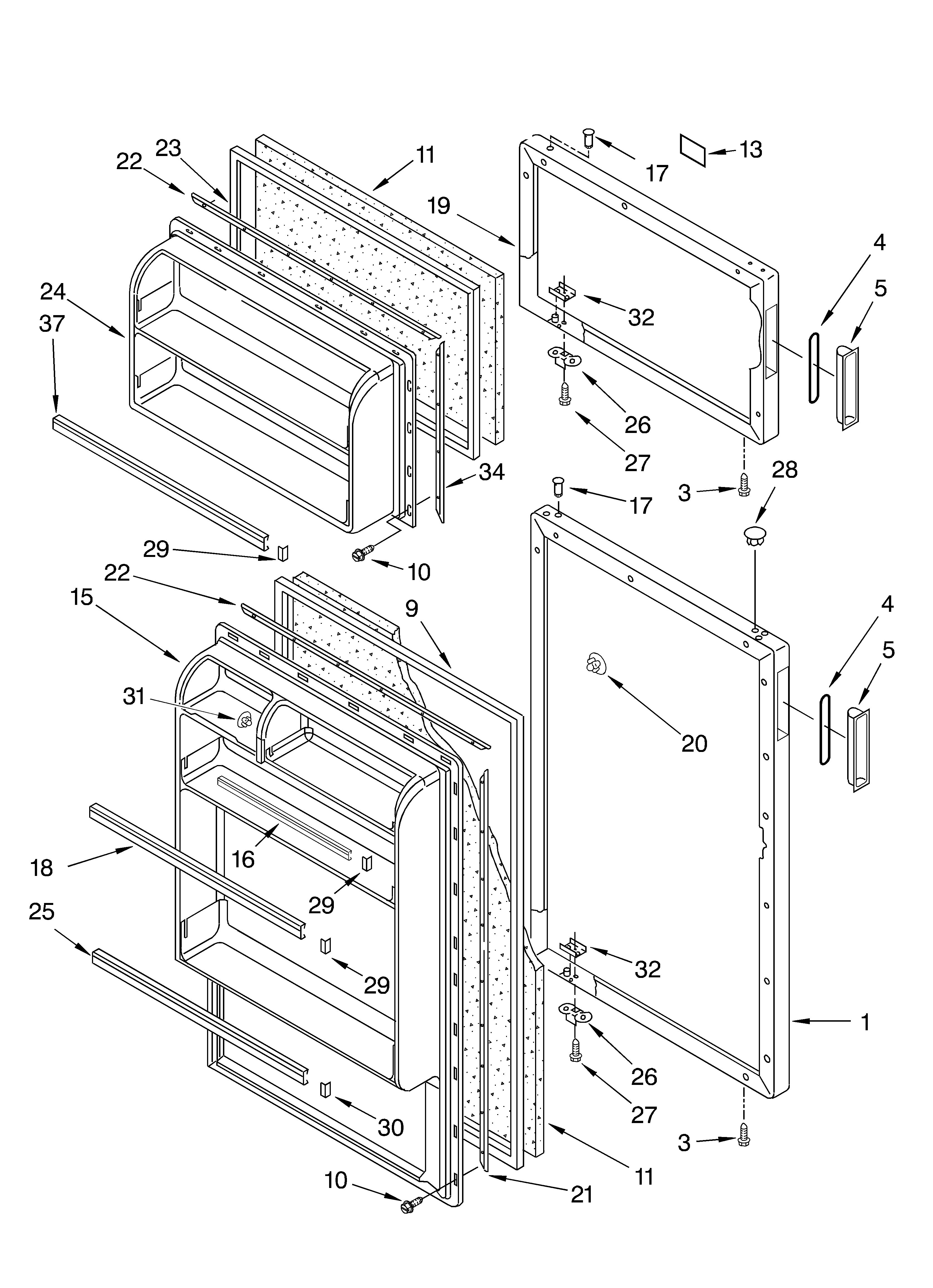 Whirlpool ET4CSKYKT01 door diagram