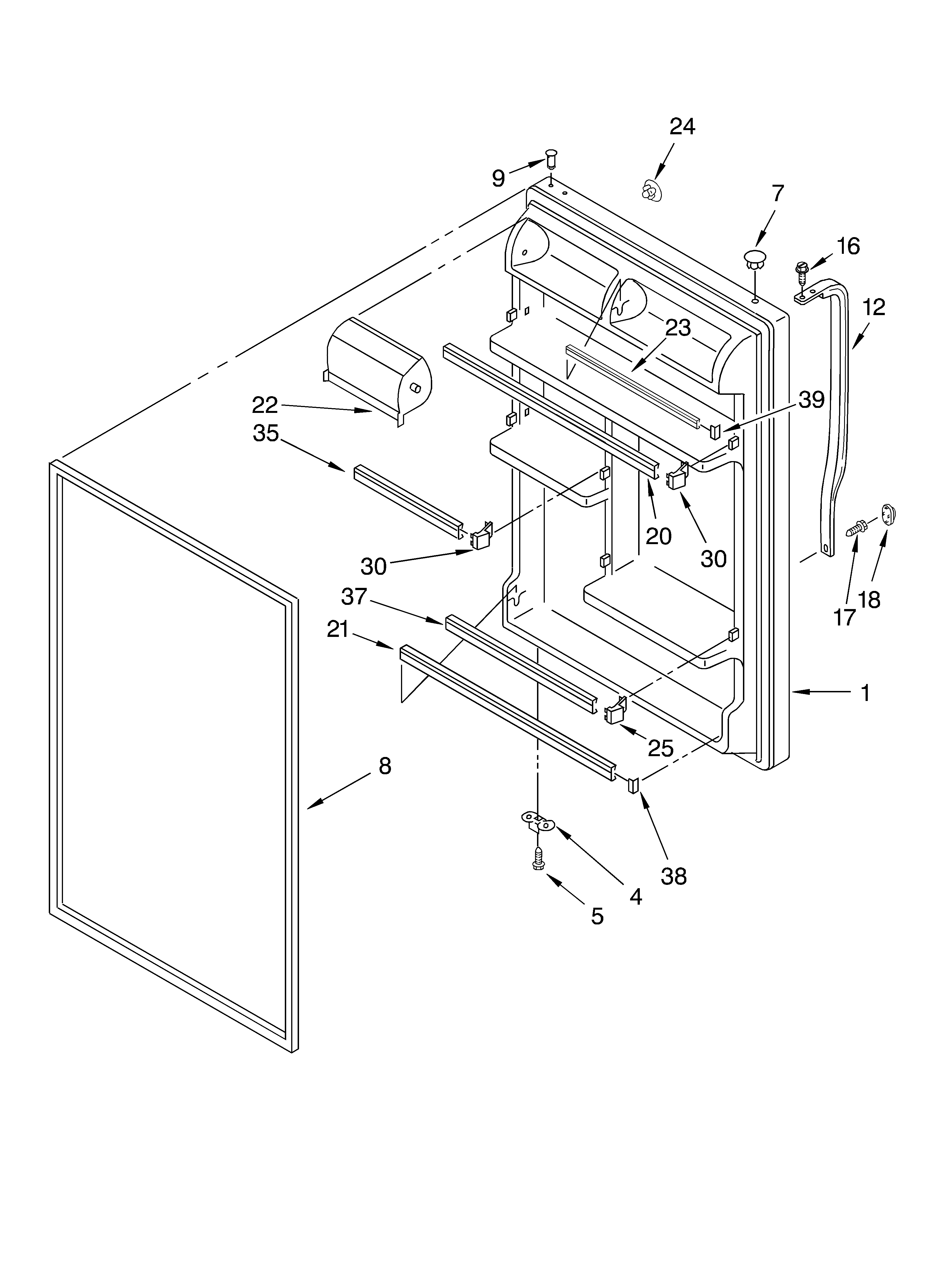 Estate TT18HPXLQ01 refrigerator door diagram