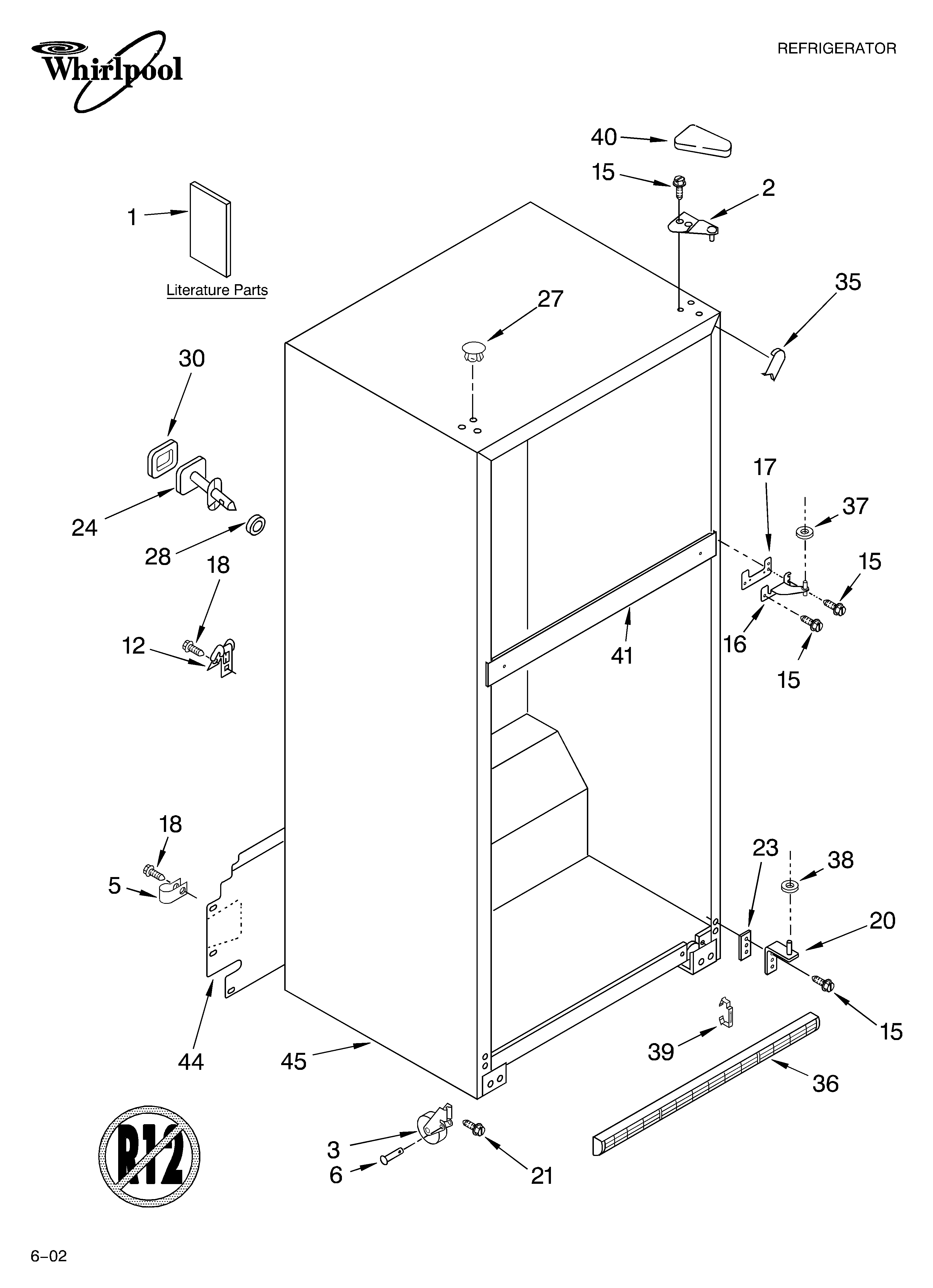 Whirlpool ET8FTKXKT02 cabinet/literature diagram
