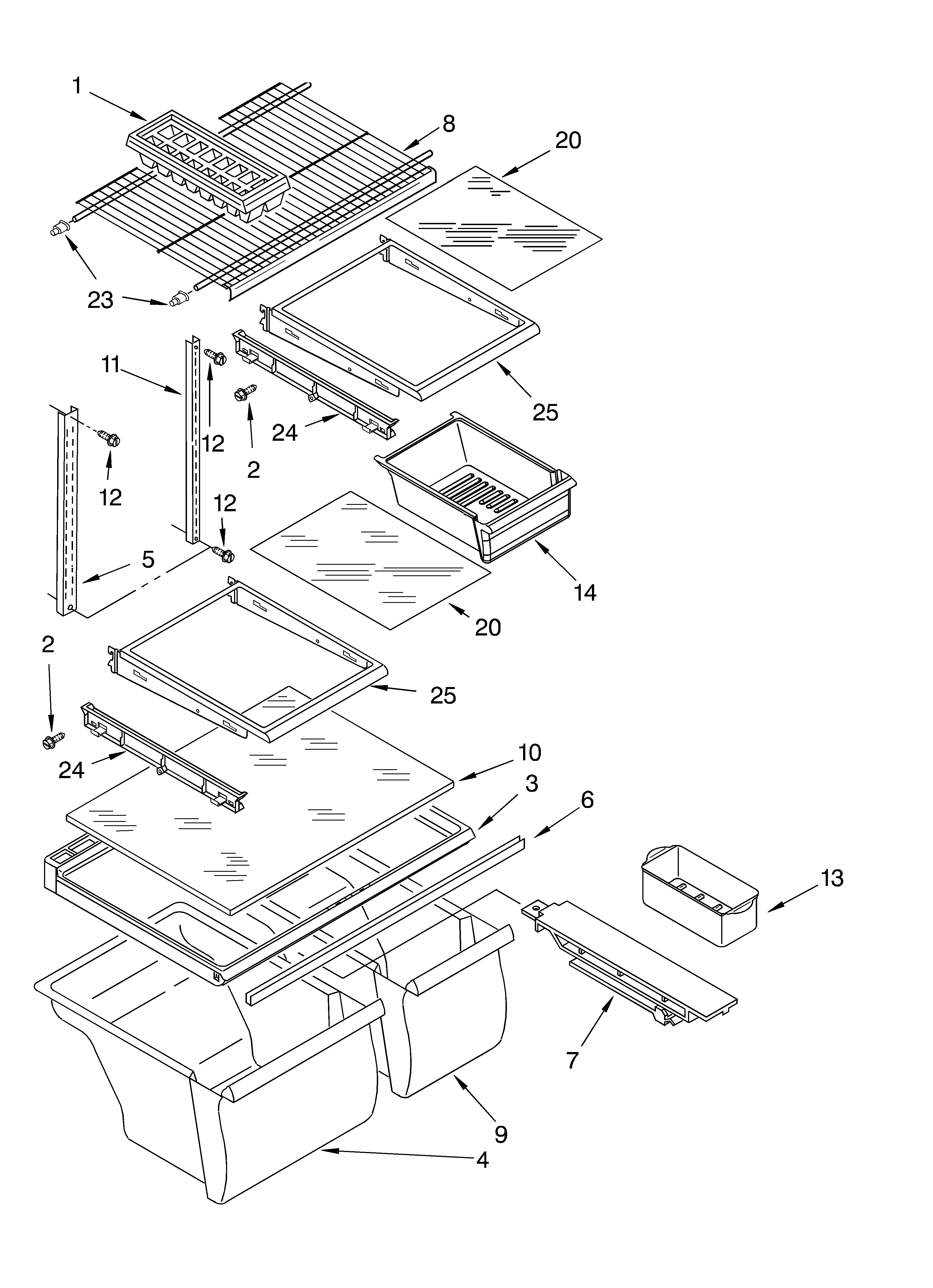Whirlpool ET8FTKXKT02 shelf/optional diagram