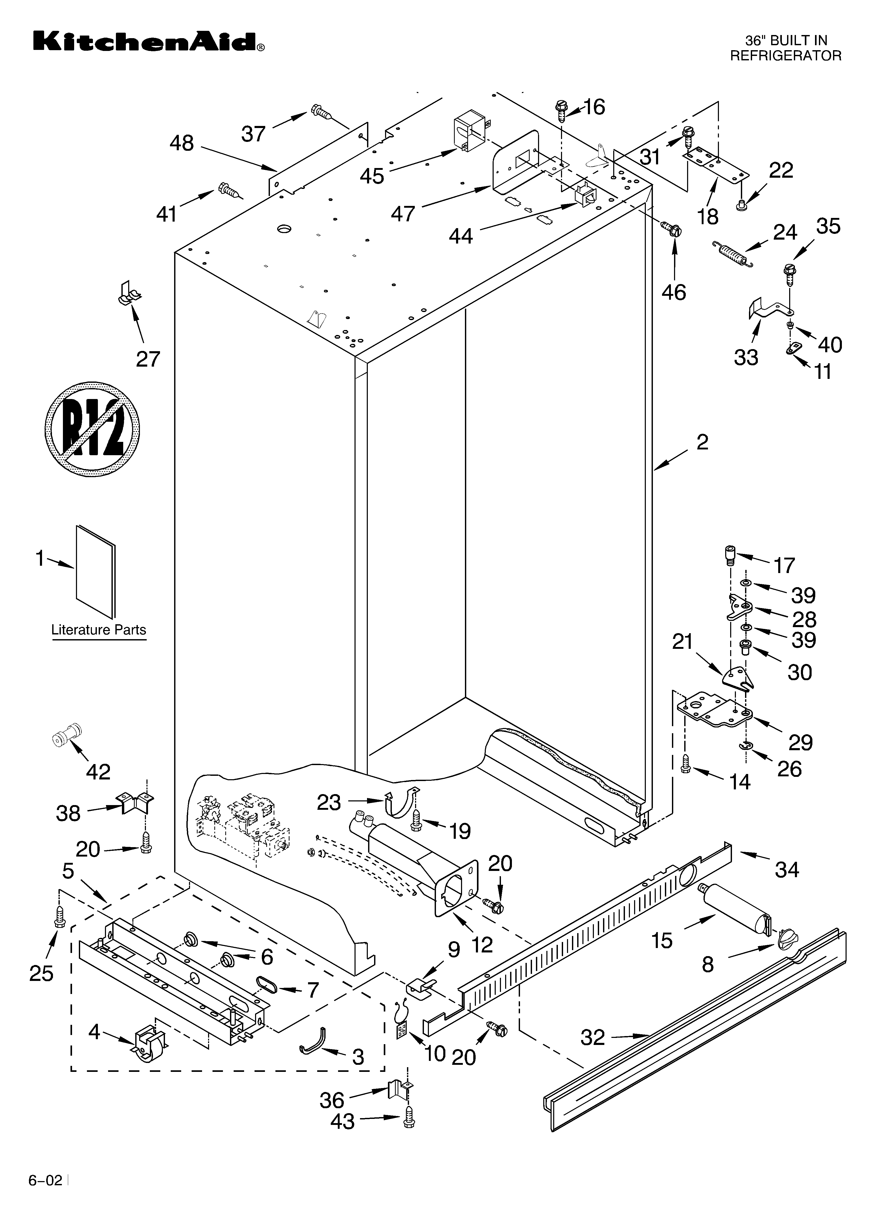 KitchenAid KSSC36QKS01 cabinet/literature diagram
